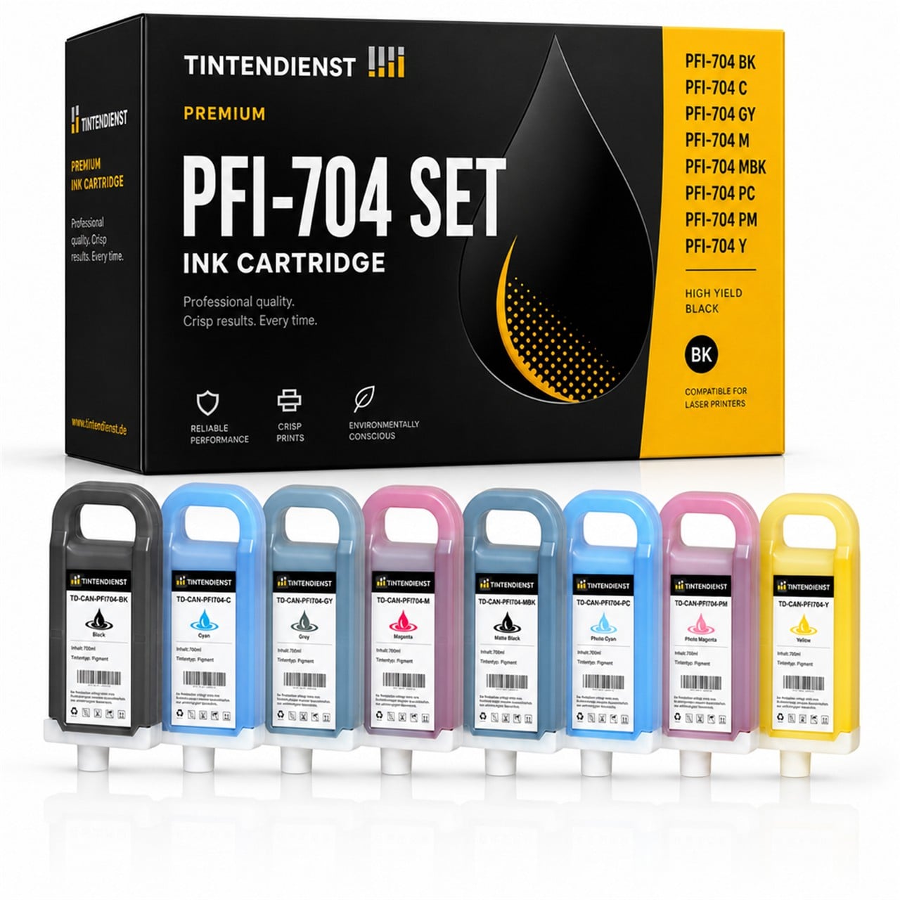 Canon PFI-704 (3861B005) Druckerpatrone Multipack 8er – Tintendienst kompatibel