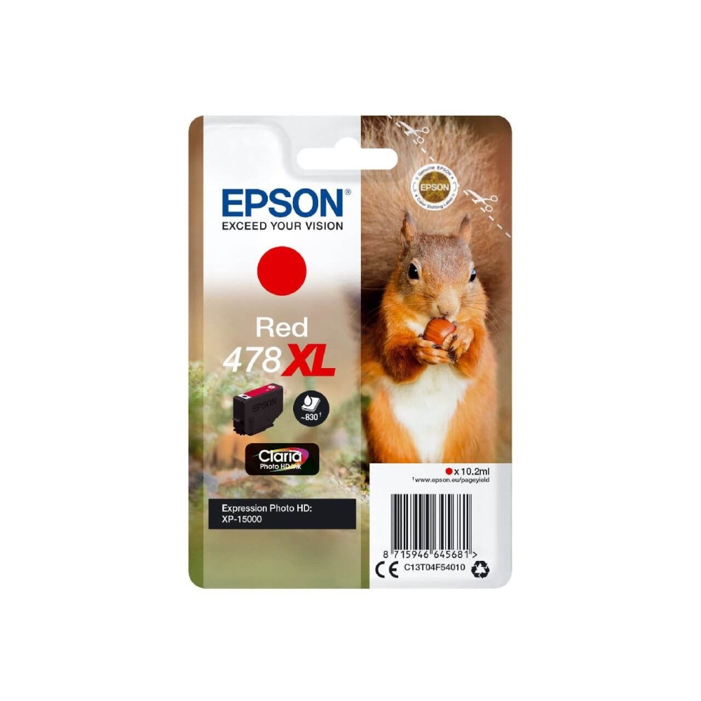 Original Epson Tintenpatrone C13T04F54010 / 478XL Rot [XL Füllmenge]