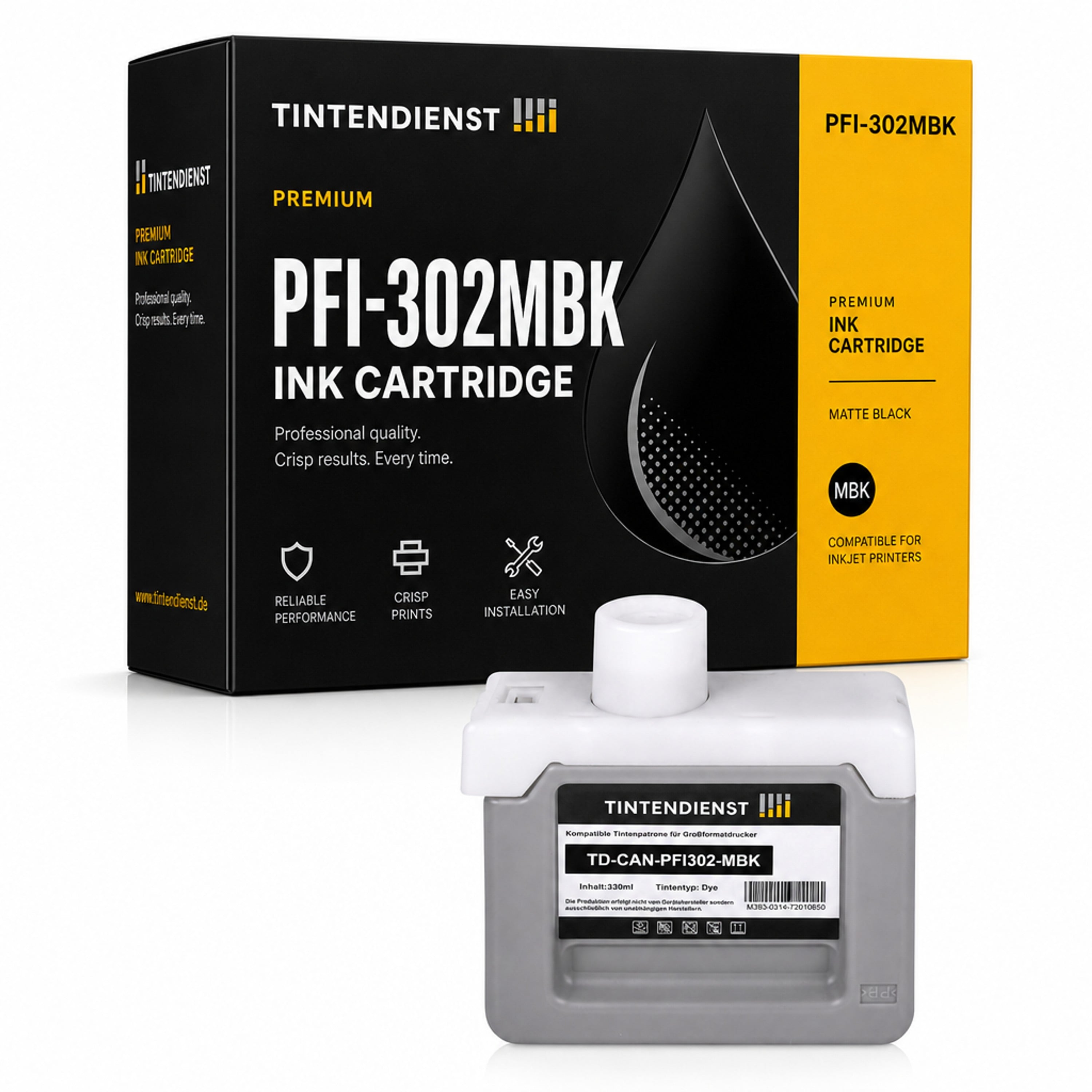 Druckerpatrone kompatibel zu Canon PFI-302MBK, matt schwarz
