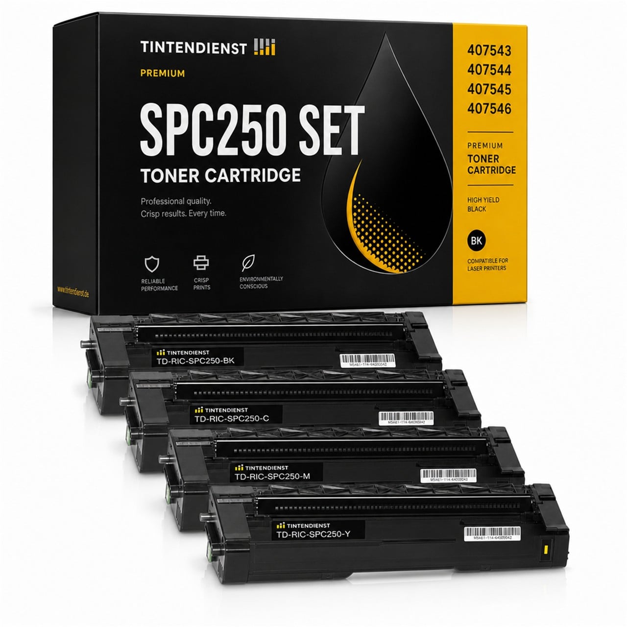Tintendienst Set 4 Toner Ricoh SPC250 1xbk 1xmcy