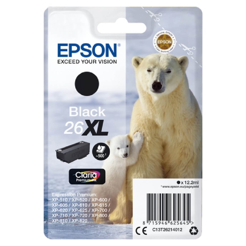 Epson 26XL Druckerpatrone (C13T26214012) schwarz XL – Original Epson