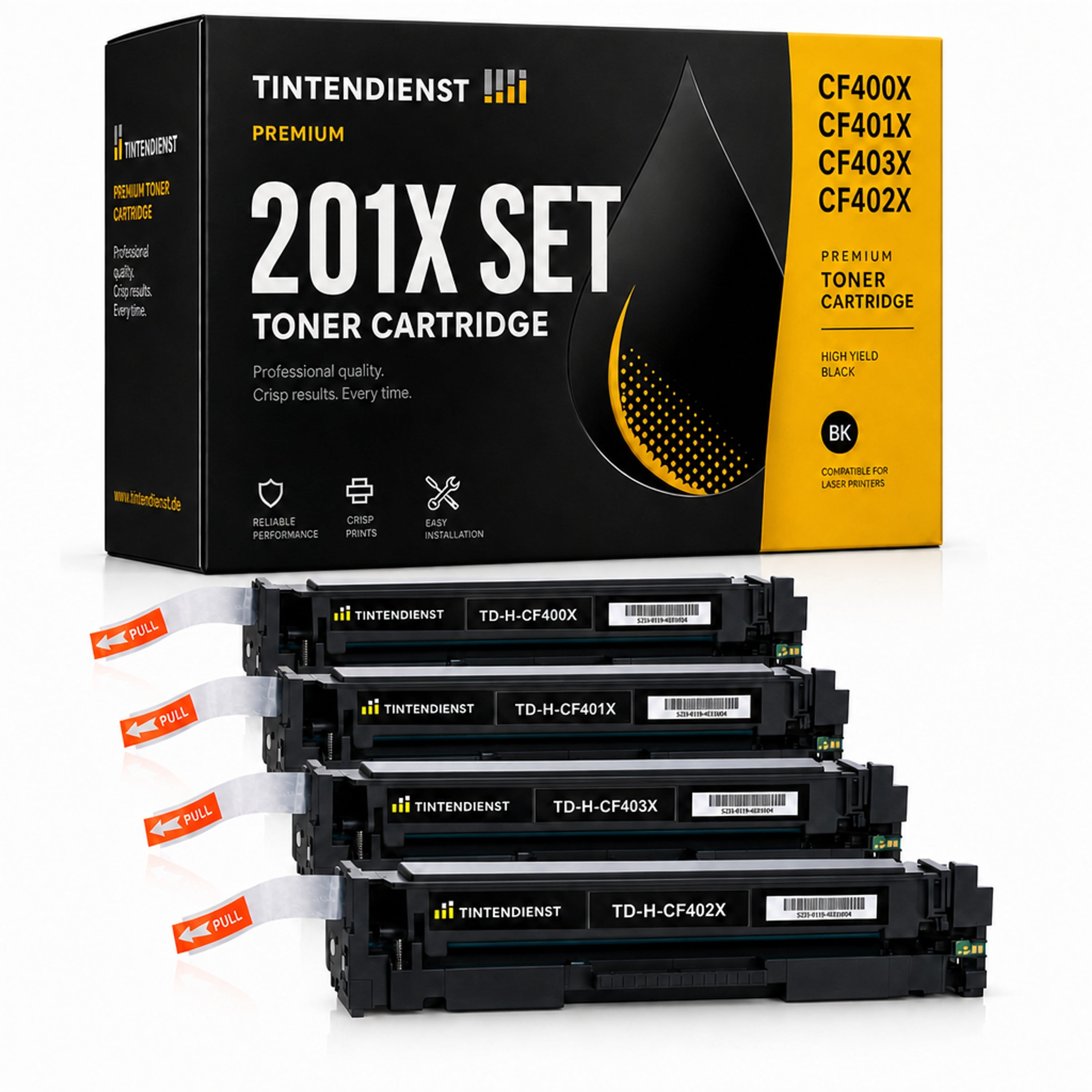Set kompatibel zu HP CF400A, 4 Toner