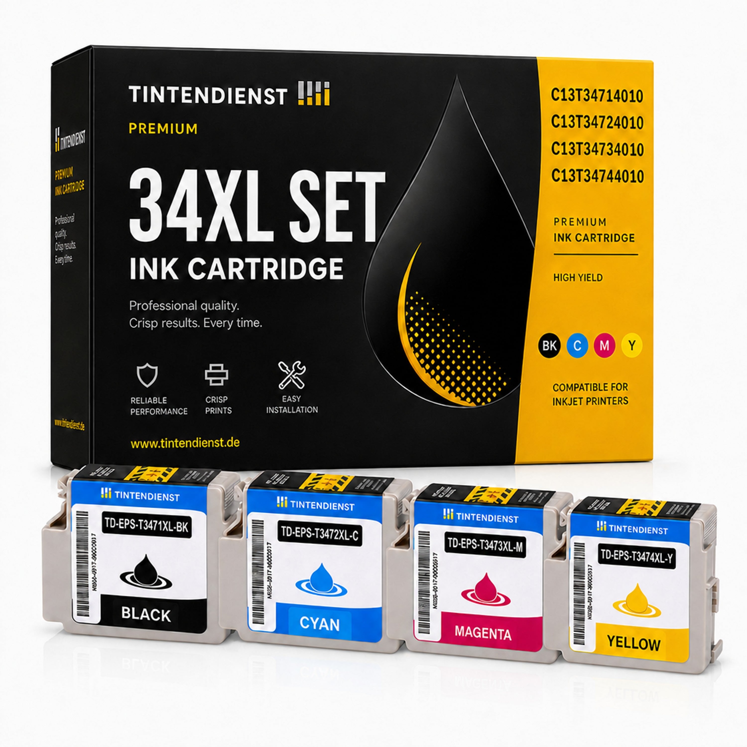 Set kompatibel zu Epson C13T34714010 XL, 4 Patronen