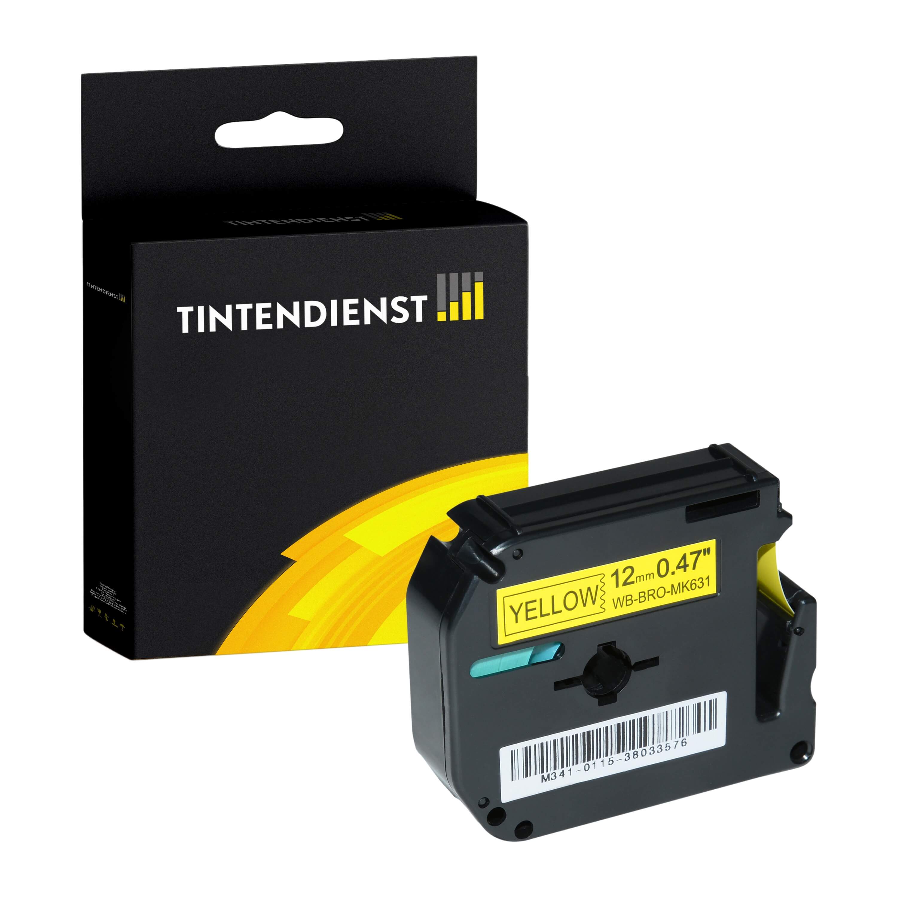 Tintendienst kompatibel für Brother nicht Laminiertes Schriftband M-K631BZ Schwarz auf Gelb (12mm / 8m)