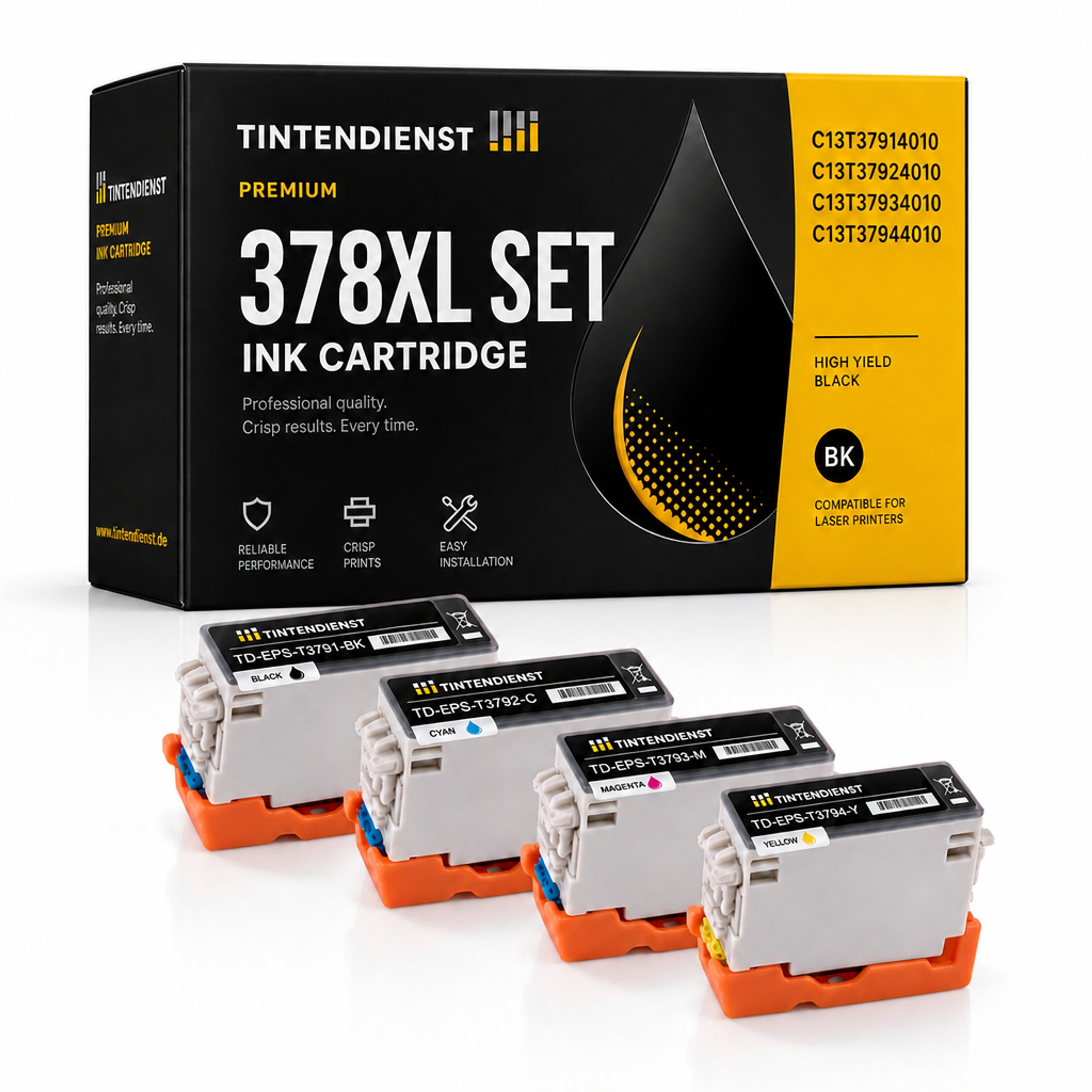 Set kompatibel zu Epson C13T37914010 XL, 4 Patronen