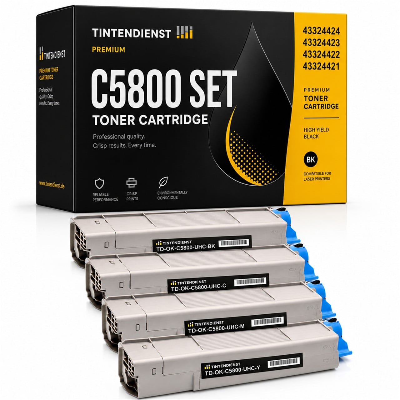OKI 43324424-XL Toner Multipack 4er (schwarz, cyan, magenta, gelb) – Tintendienst kompatibel