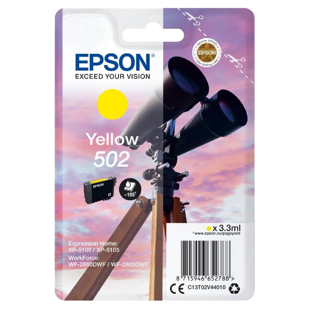 Original Epson Tintenpatrone C13T02V44010 / 502 Gelb