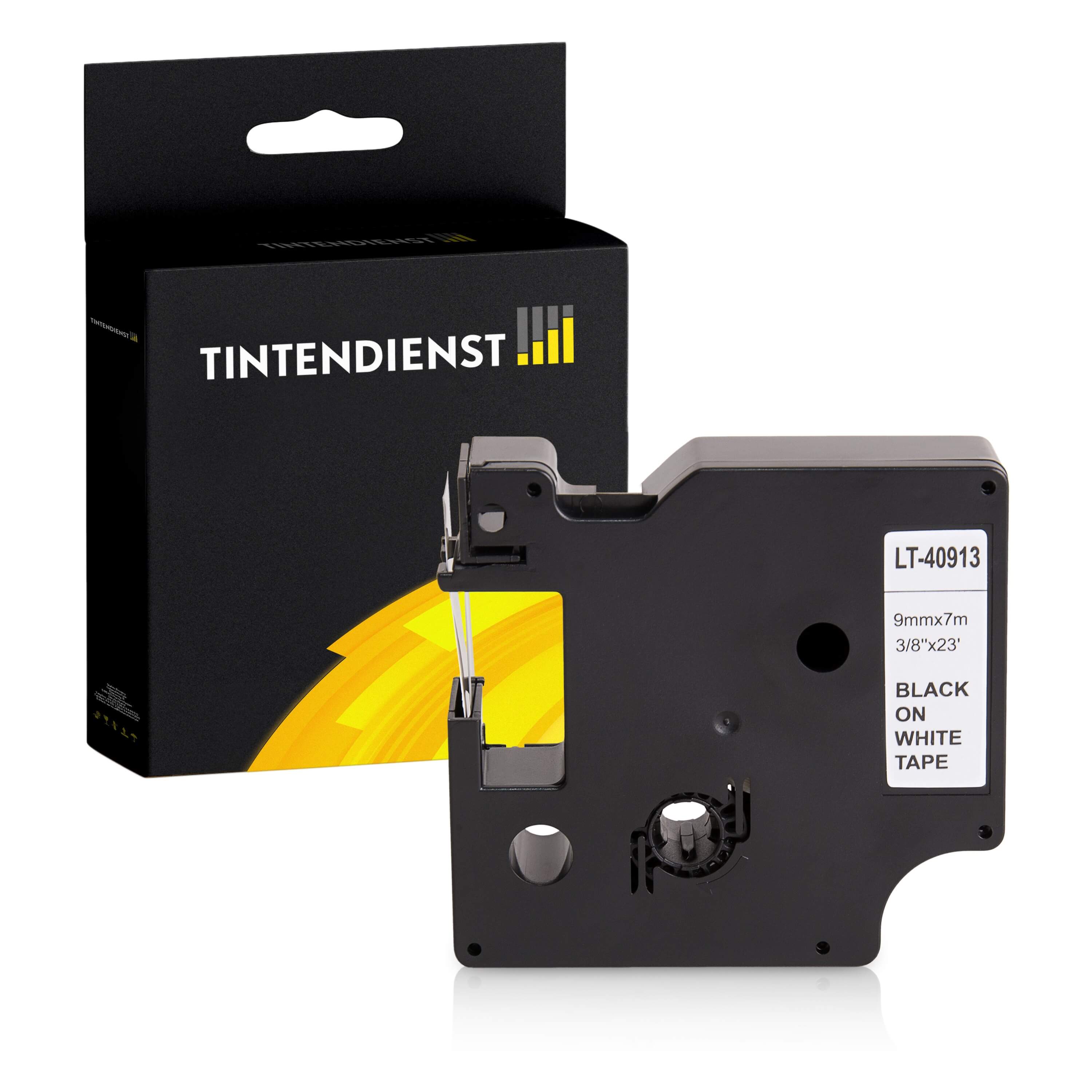 Tintendienst kompatibel für Dymo Laminiertes Polyesterband 40913 / S0720680 Schwarz auf Weiß (9mm / 7m)