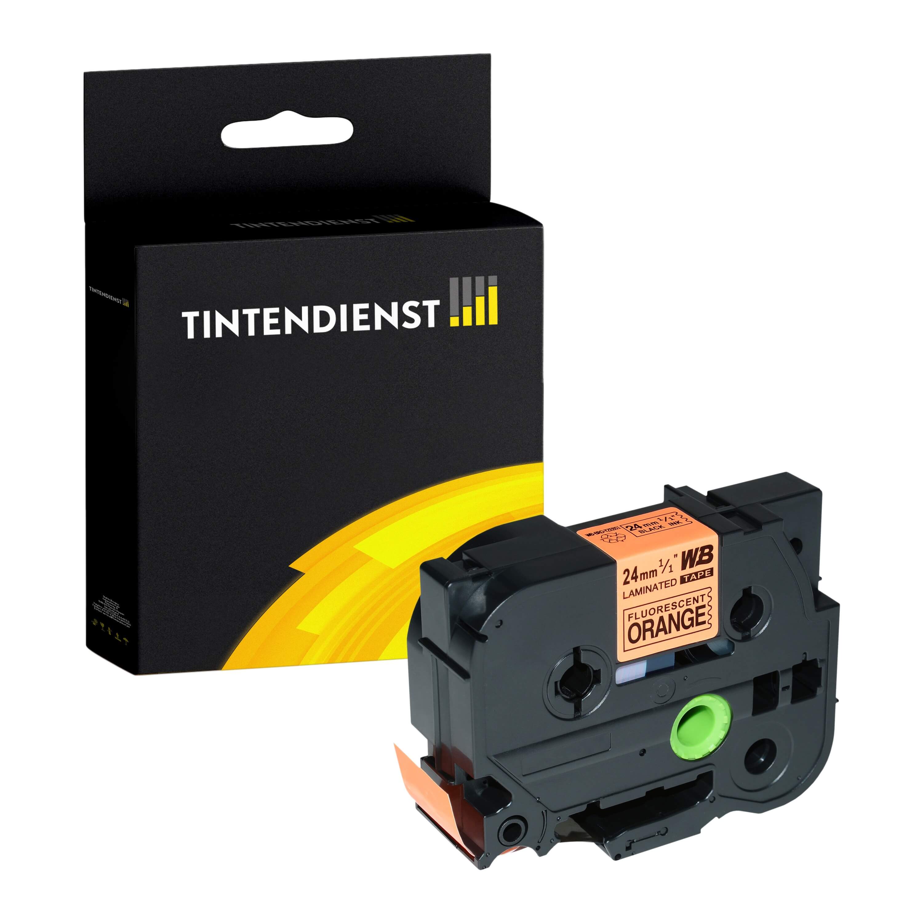 Tintendienst kompatibel für Brother Laminiertes Schriftband TZE-B51 Schwarz auf Orange (24mm / 8m)