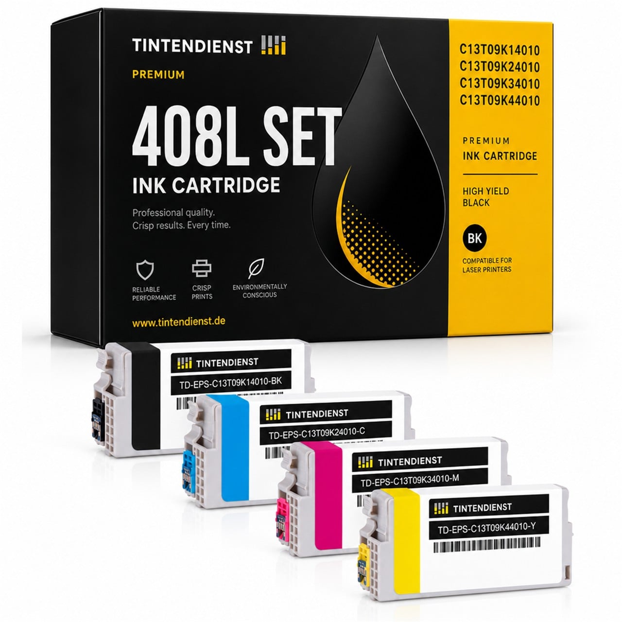 Epson 408L (C13T09K14010) Druckerpatrone Multipack 4er (schwarz, cyan, magenta, gelb) – Tintendienst kompatibel