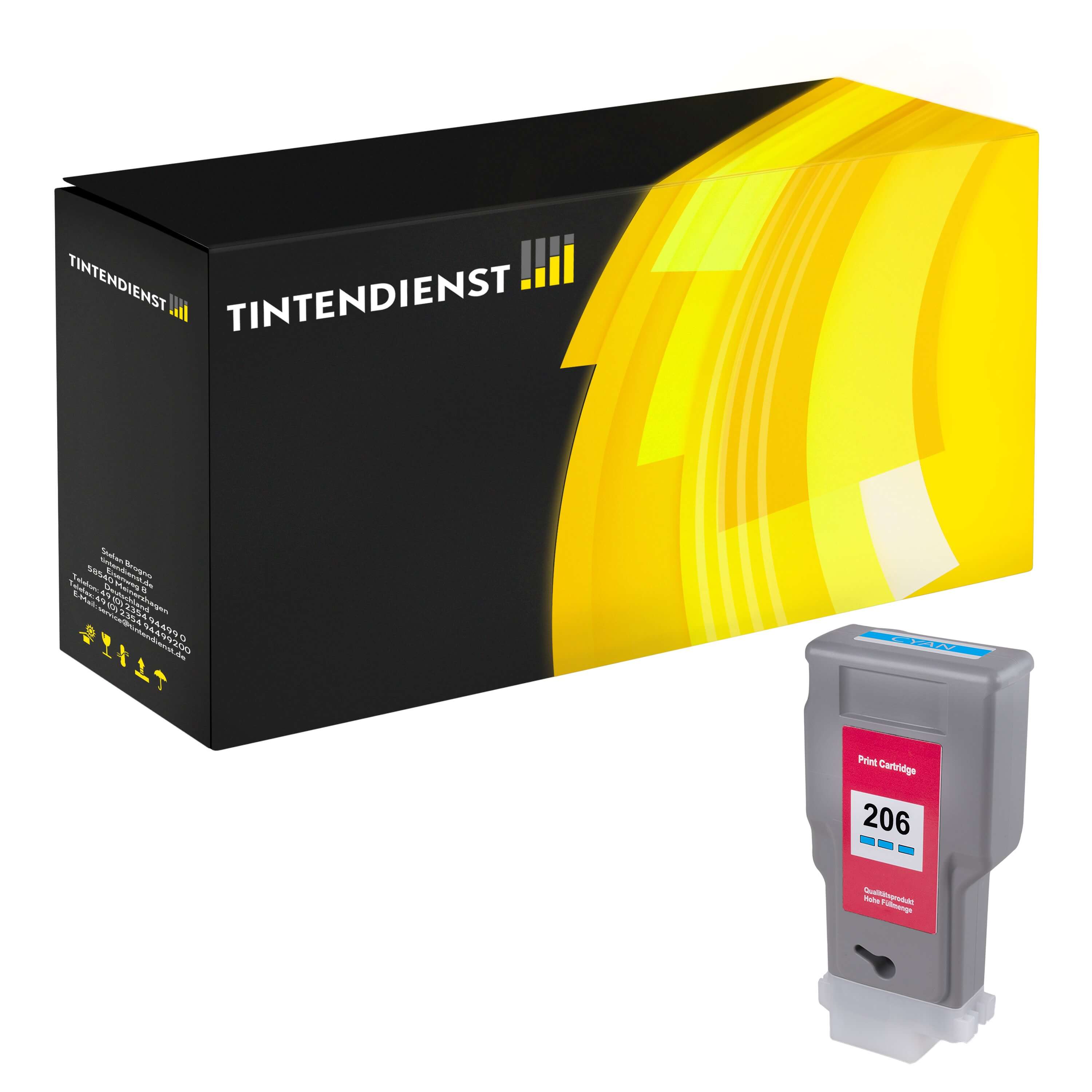 Tintendienst kompatibel für Canon Tintenpatrone 5304B001 / PFI-206C Cyan