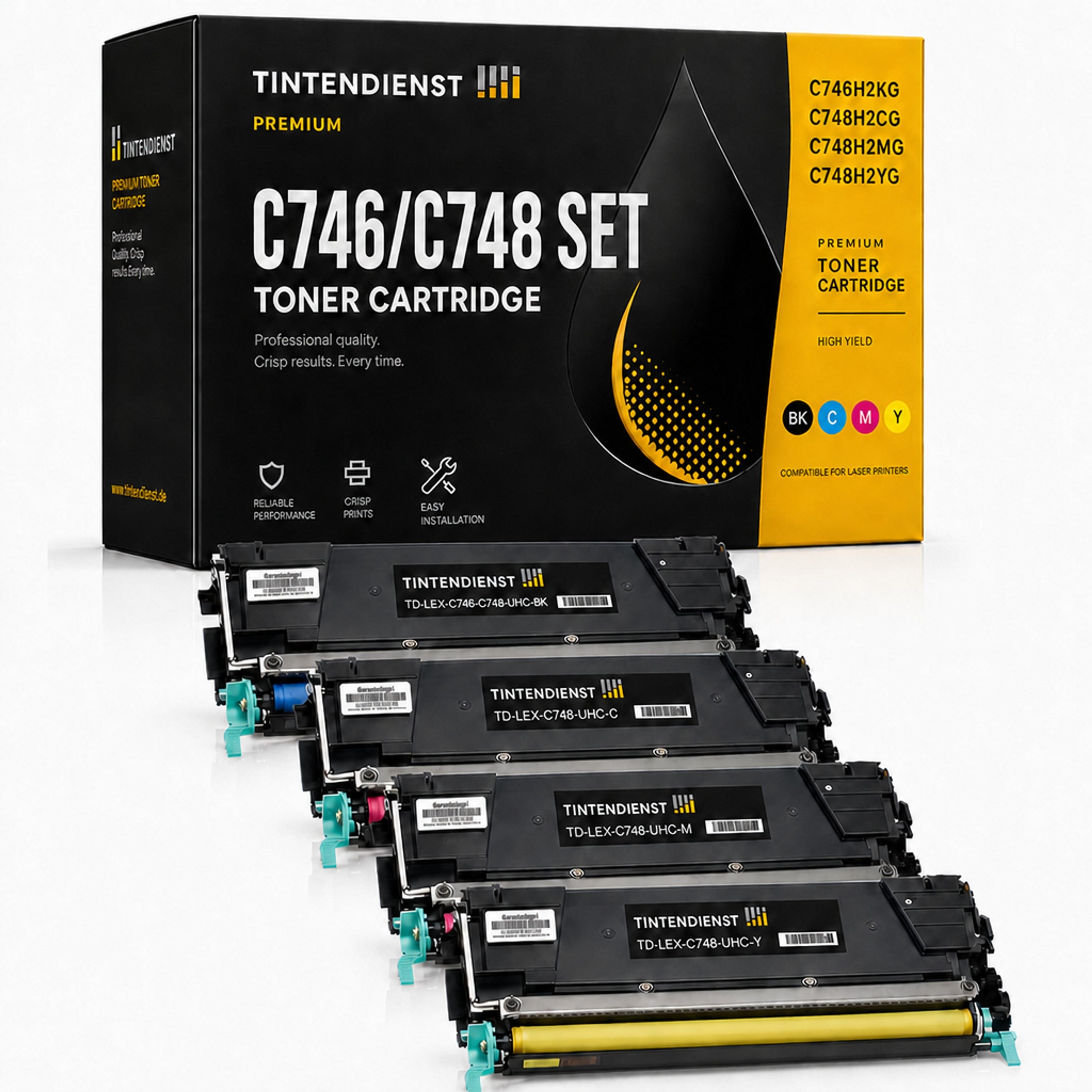 Set kompatibel zu Lexmark C746H2KG, 4 Toner