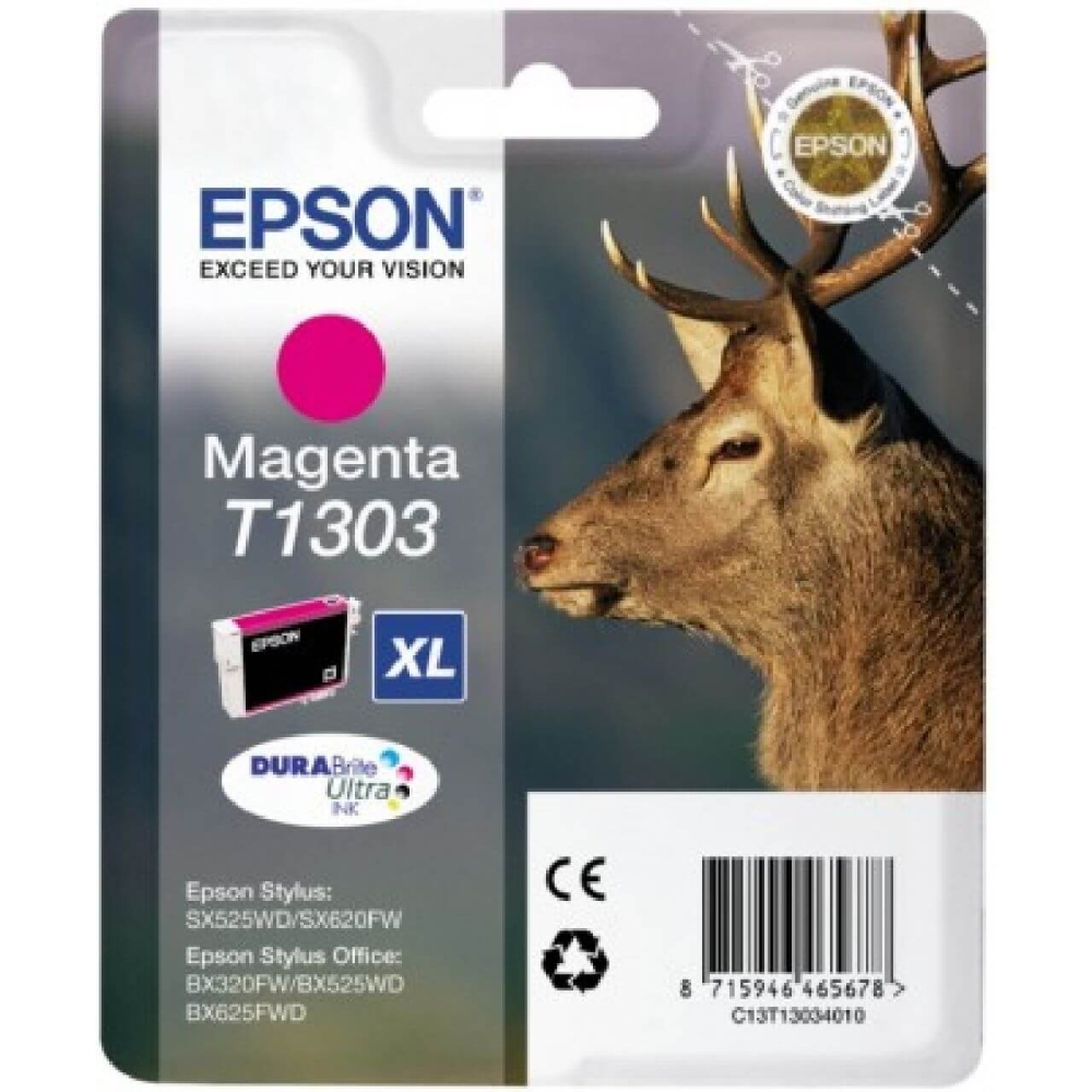 Original Epson Tintenpatrone C13T13034010 / T1303 Magenta
