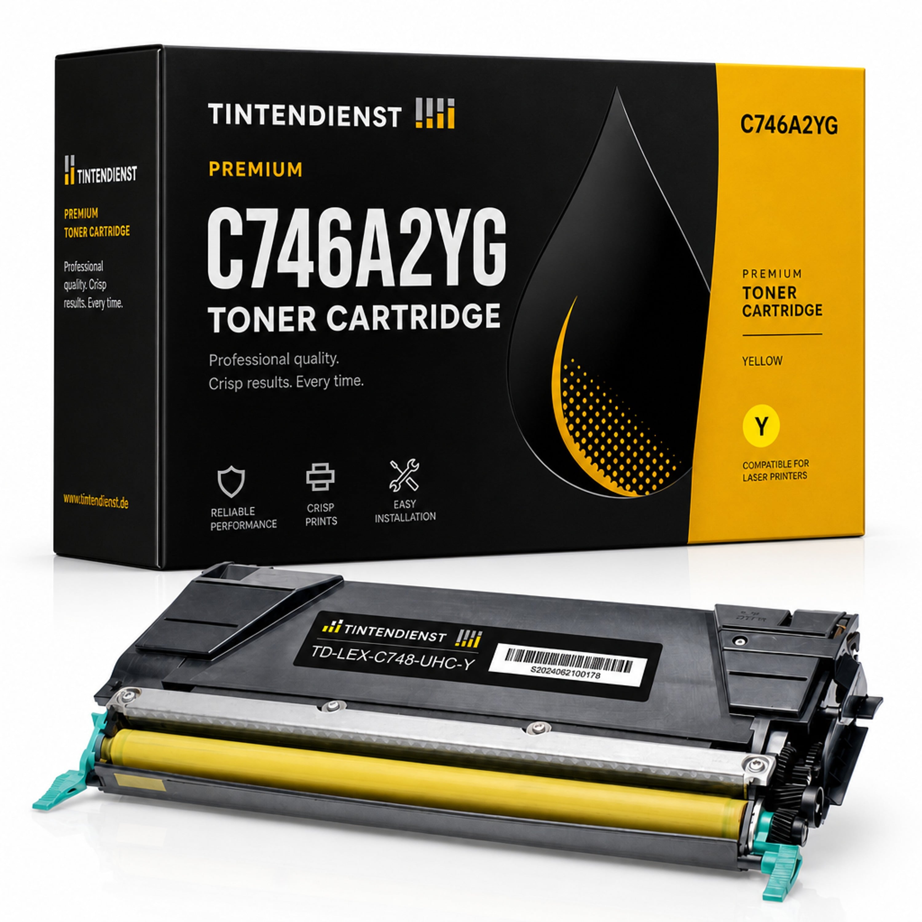 Toner kompatibel zu Lexmark C746A2YG, gelb