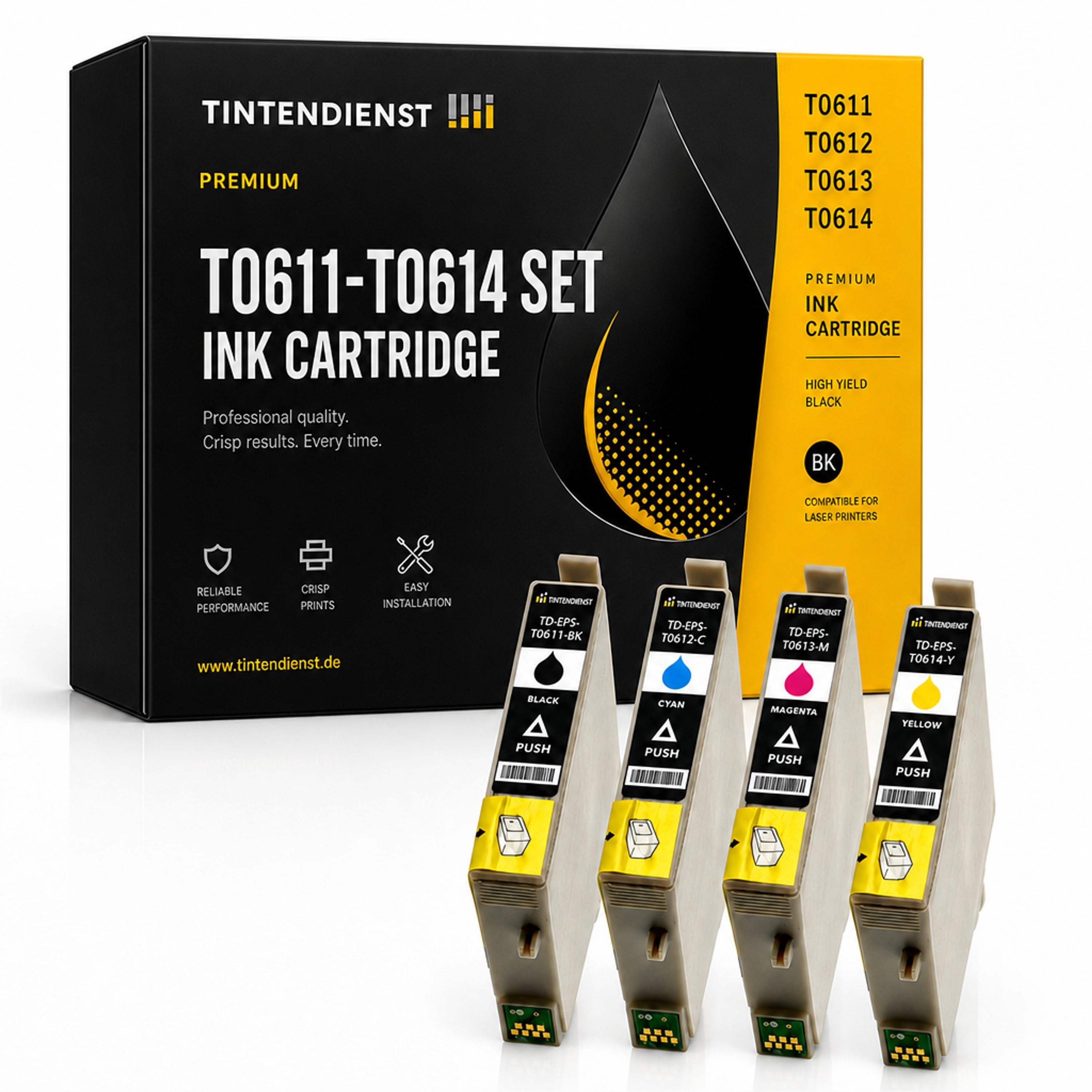 Set kompatibel zu Epson C13T06114010, 4 Patronen