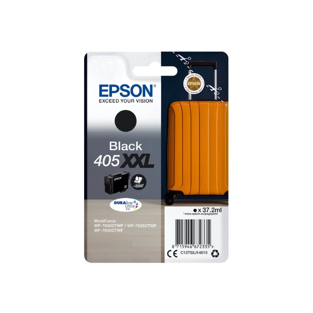 Original Epson Tintenpatrone C13T02J14010 / 405XXL Schwarz [XXL Füllmenge]