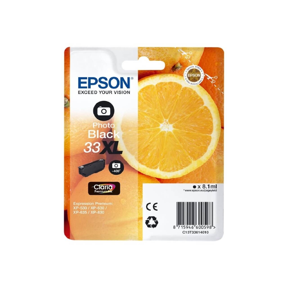 Original Epson Tintenpatrone C13T33614010 / 33XL Photo Schwarz [XL Füllmenge]