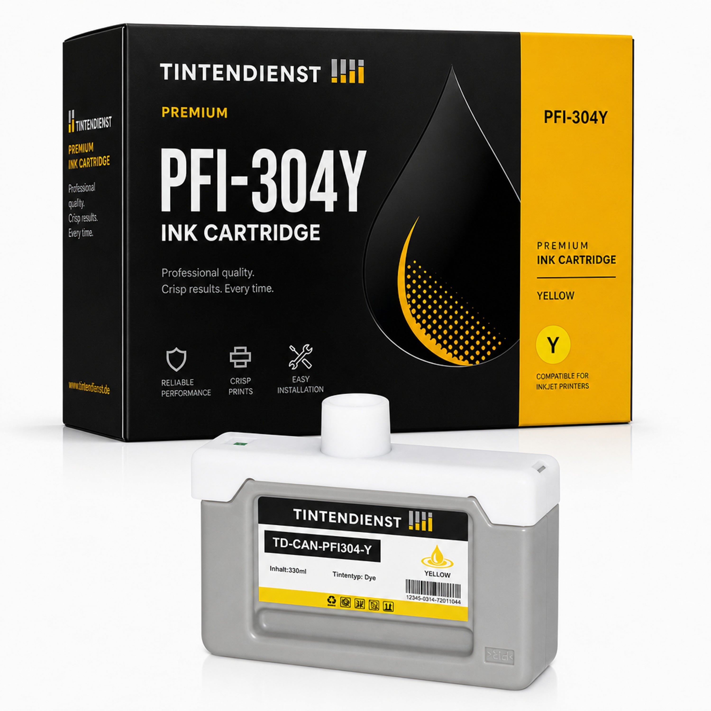 Druckerpatrone kompatibel zu Canon PFI-304Y, gelb