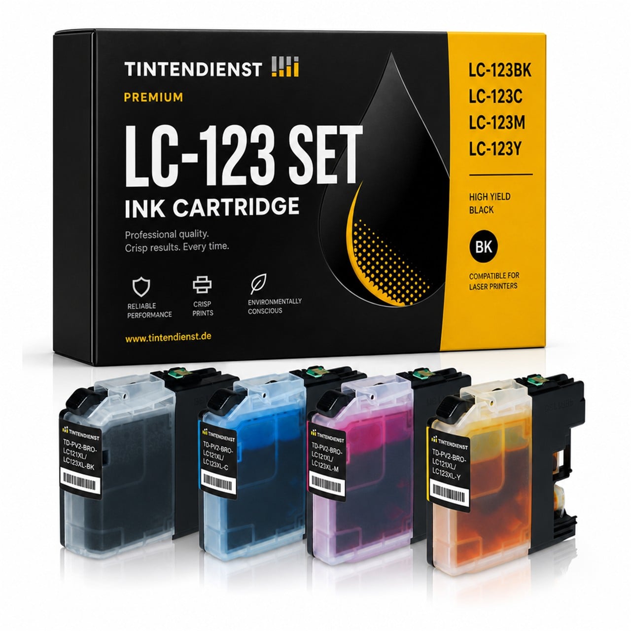 Tintendienst Set 4 Patronen Brother LC123XL 1xbk 1xcmy