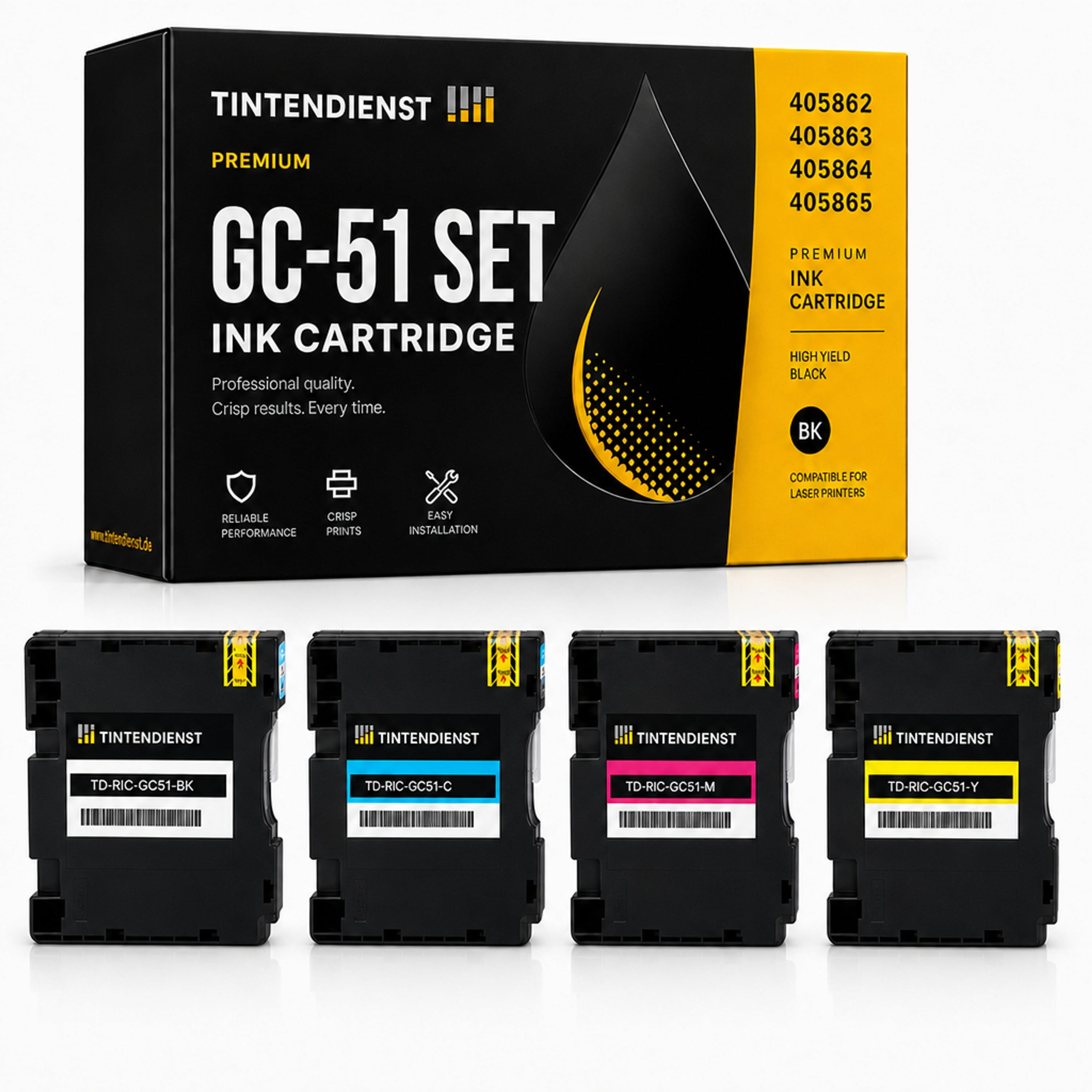 Set kompatibel zu Ricoh 405862, 4 Patronen