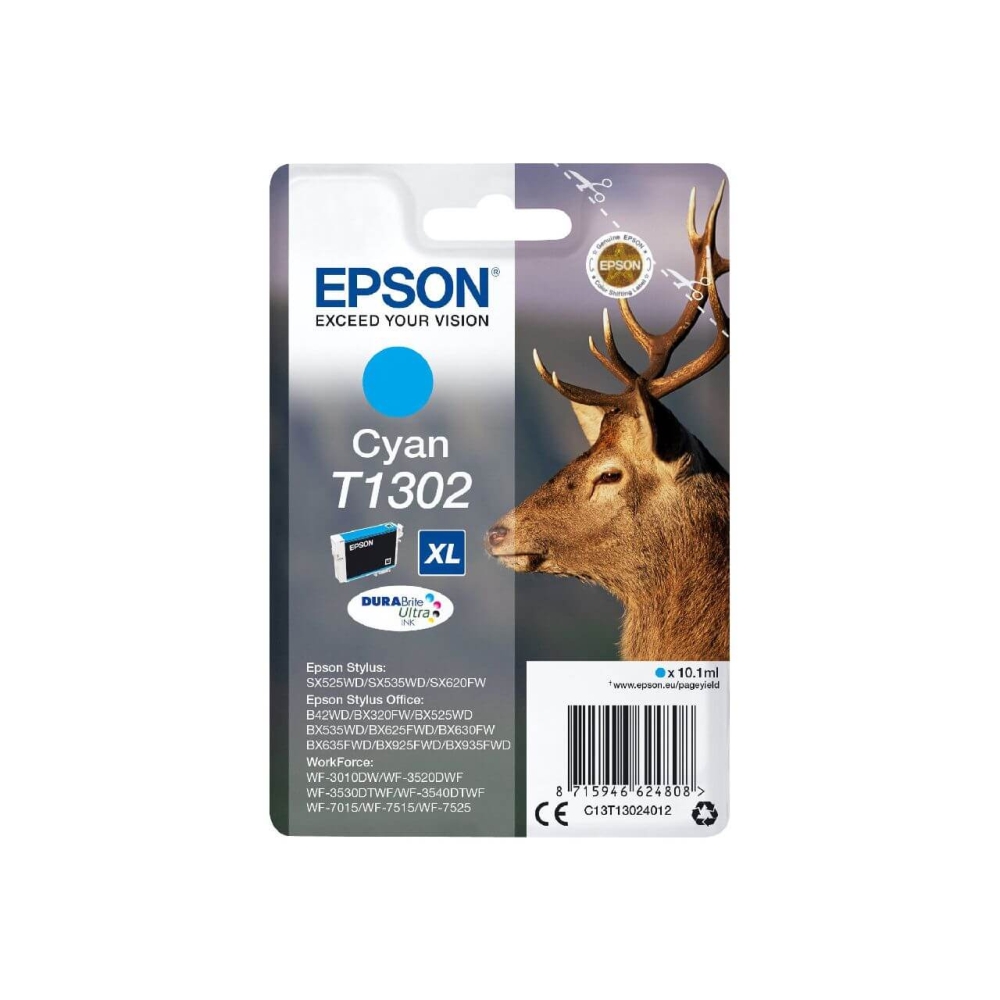 Original Epson Tintenpatrone C13T13024012 / T1302 Cyan
