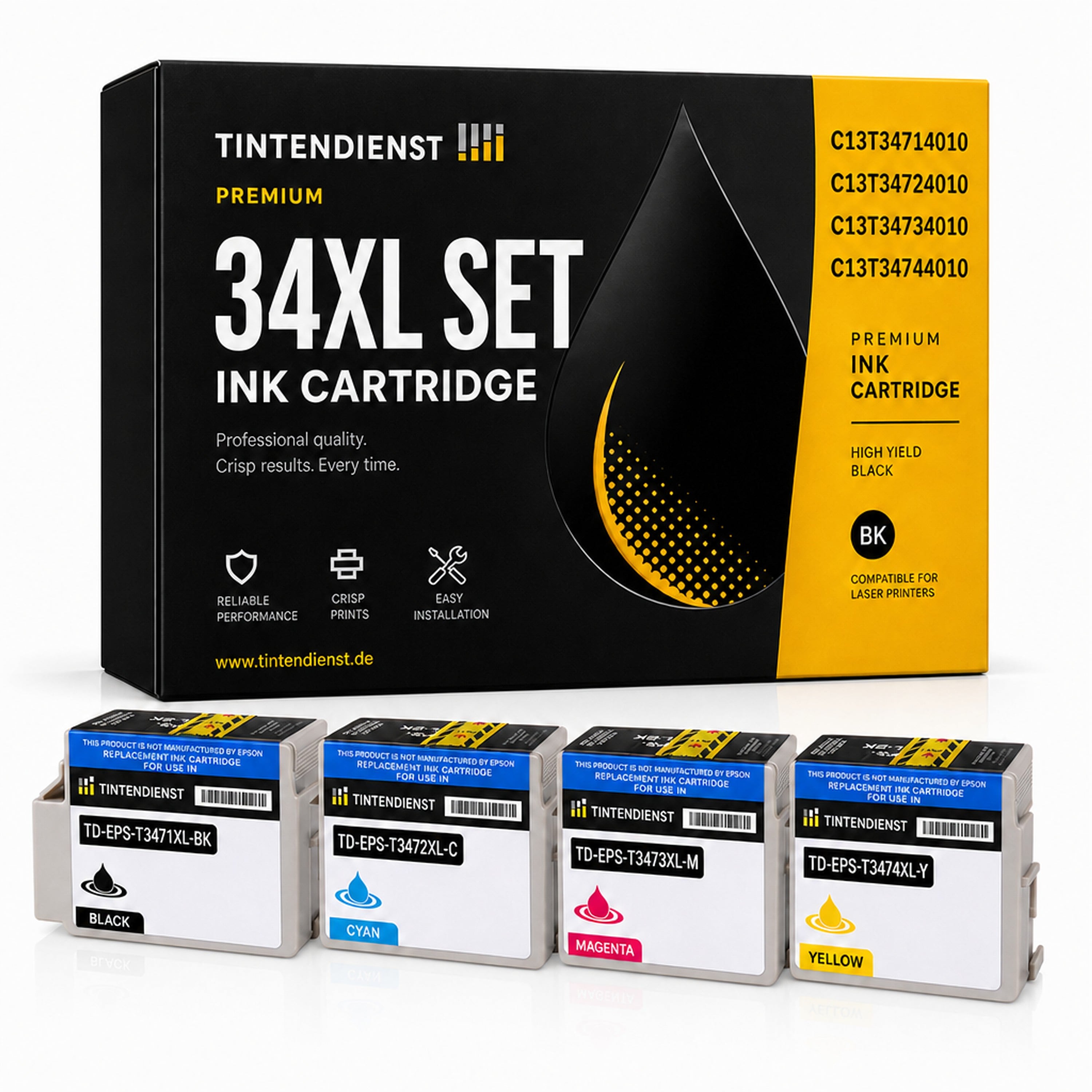 Set kompatibel zu Epson C13T34614010, 4 Patronen