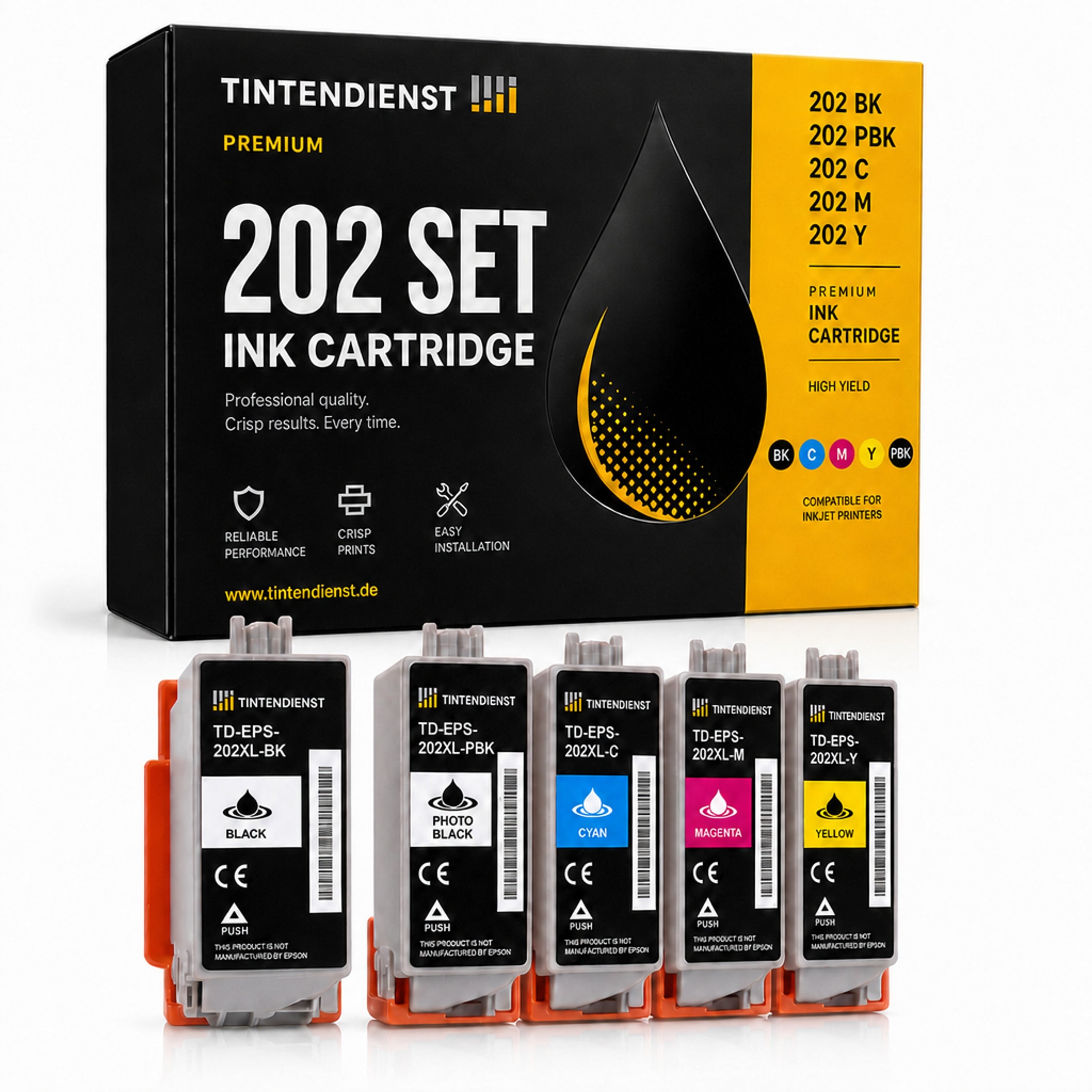 Set kompatibel zu Epson C13T02E14010, 5 Patronen