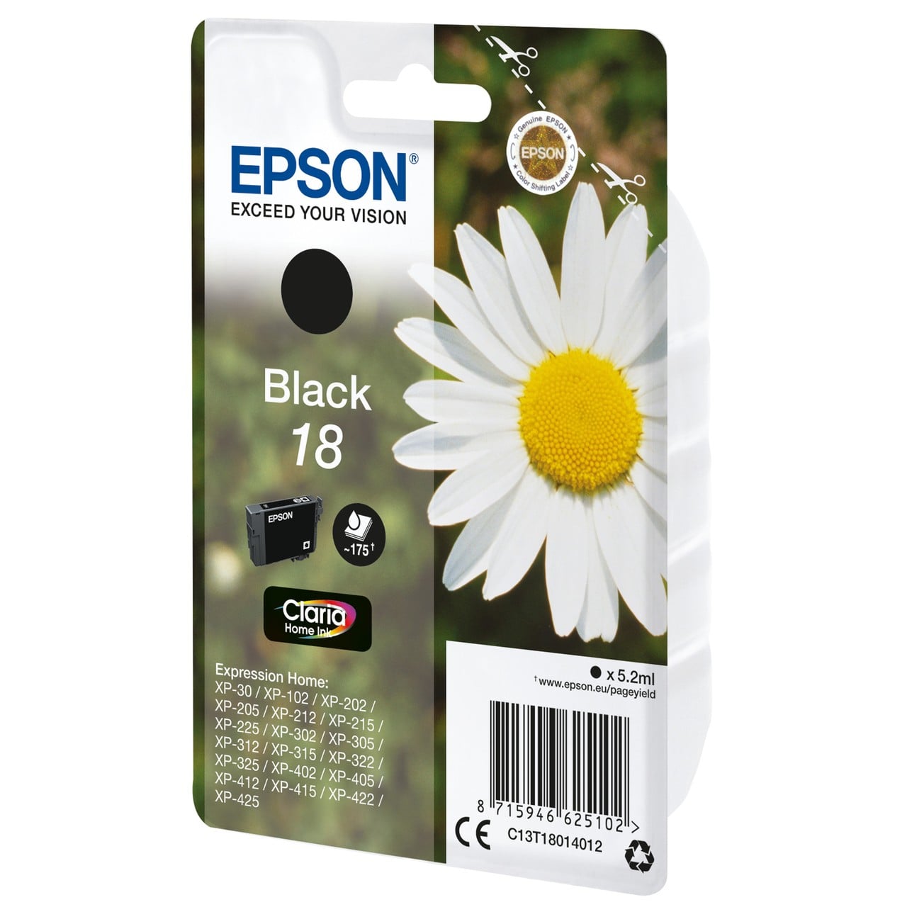 Epson 18 Druckerpatrone (C13T18014012) schwarz – Original Epson