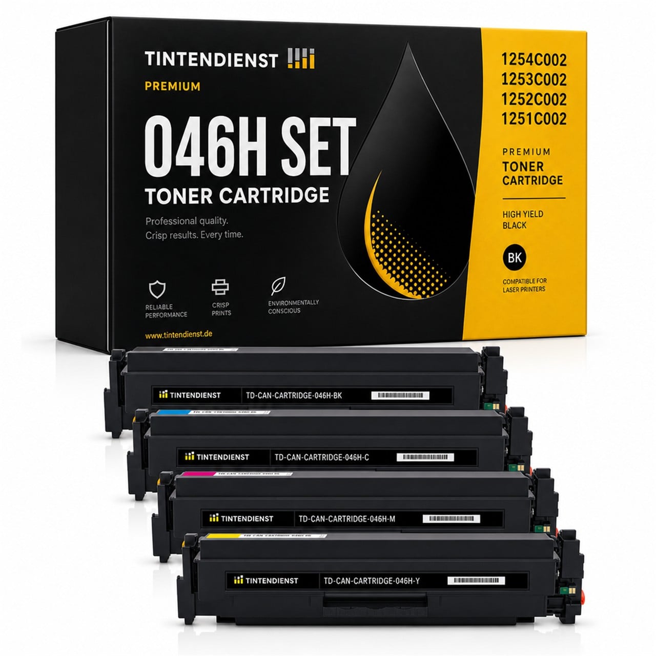 Canon 046H (1250C002) Toner Multipack 4er (schwarz, cyan, magenta, gelb) – Tintendienst kompatibel