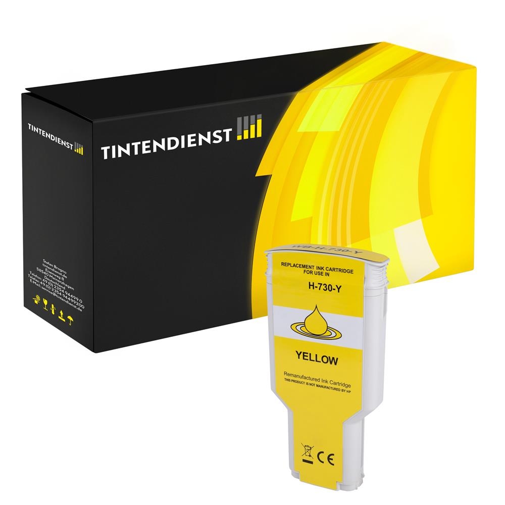 Tintendienst kompatibel für HP Tintenpatrone P2V70A / 730 Gelb