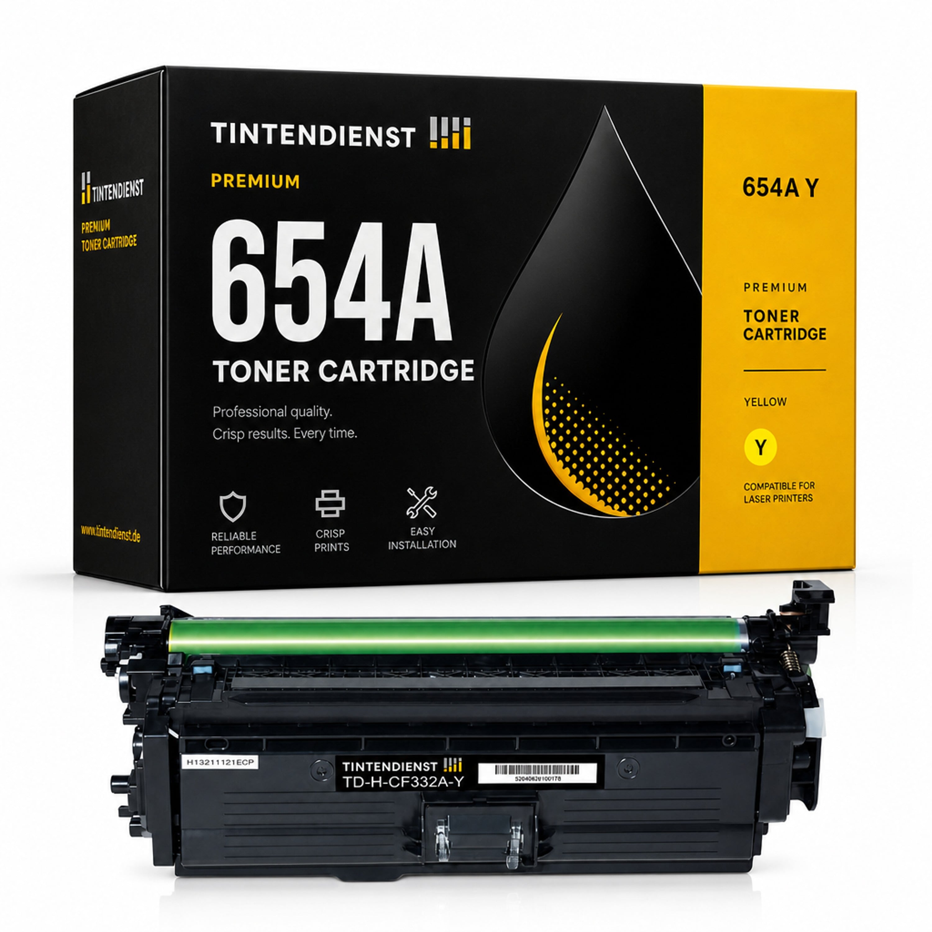 Toner kompatibel zu HP 654A, gelb