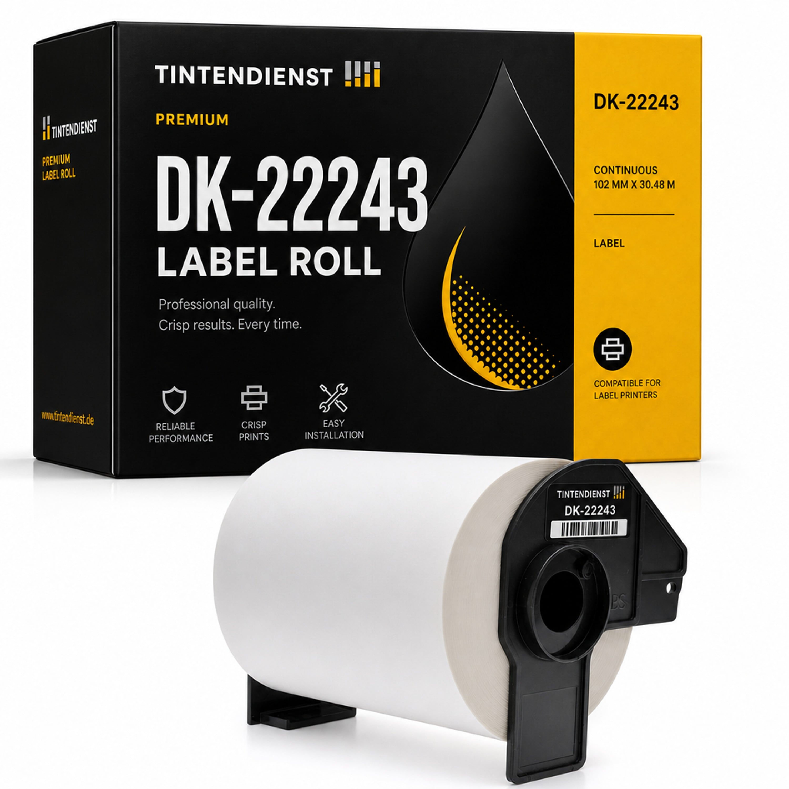 Etikett kompatibel zu Brother DK-22243, 102 mm x 30,48 m
