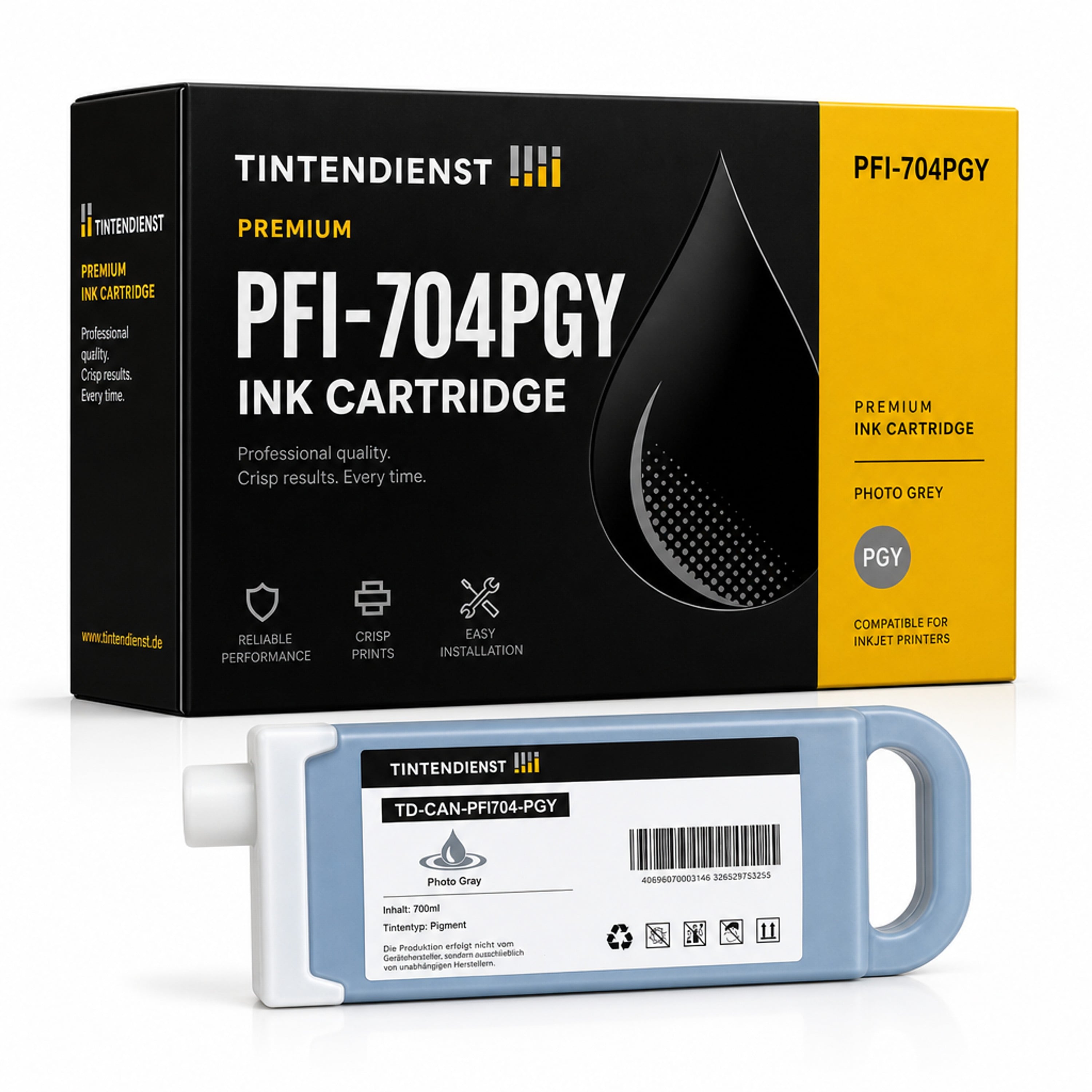 Druckerpatrone kompatibel zu Canon PFI-704PGY, light grau