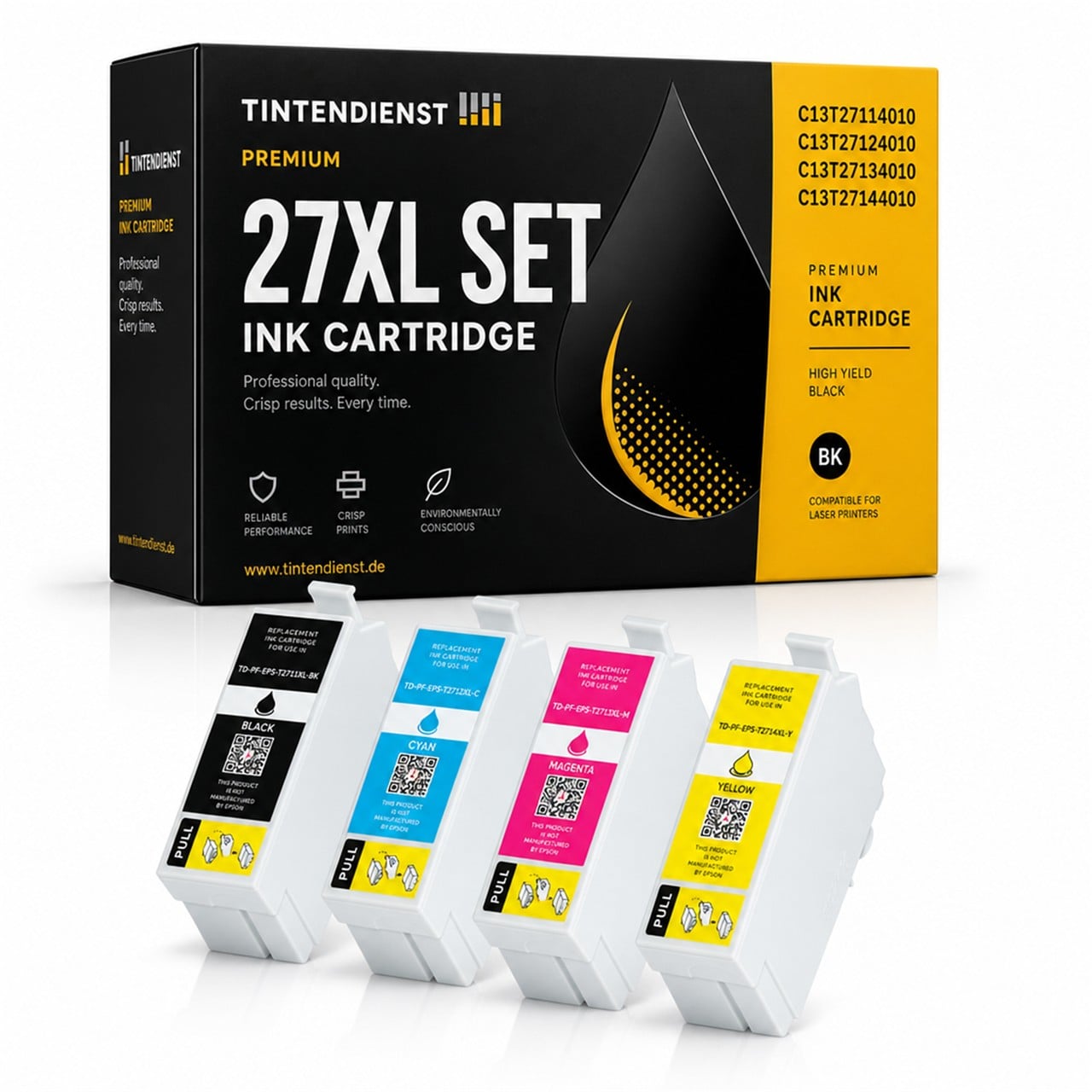 Set kompatibel zu Epson C13T27114010 XL, 4 Patronen