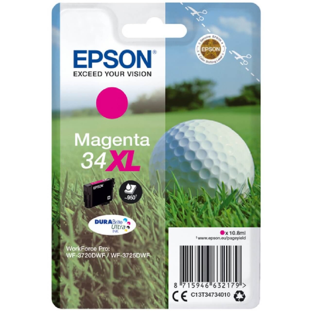Original Epson Tintenpatrone C13T34734010 / 34XL Magenta [XL Füllmenge]
