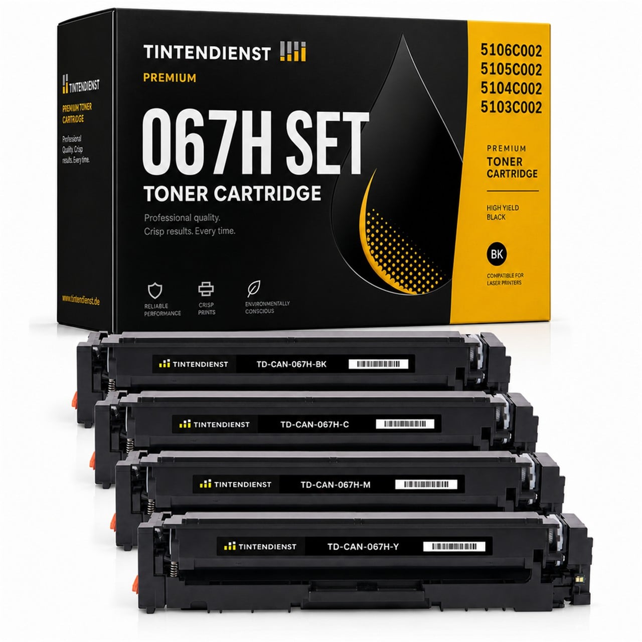 Canon 067H (5106C002) Toner Multipack 4er (schwarz, cyan, magenta, gelb) – Tintendienst kompatibel