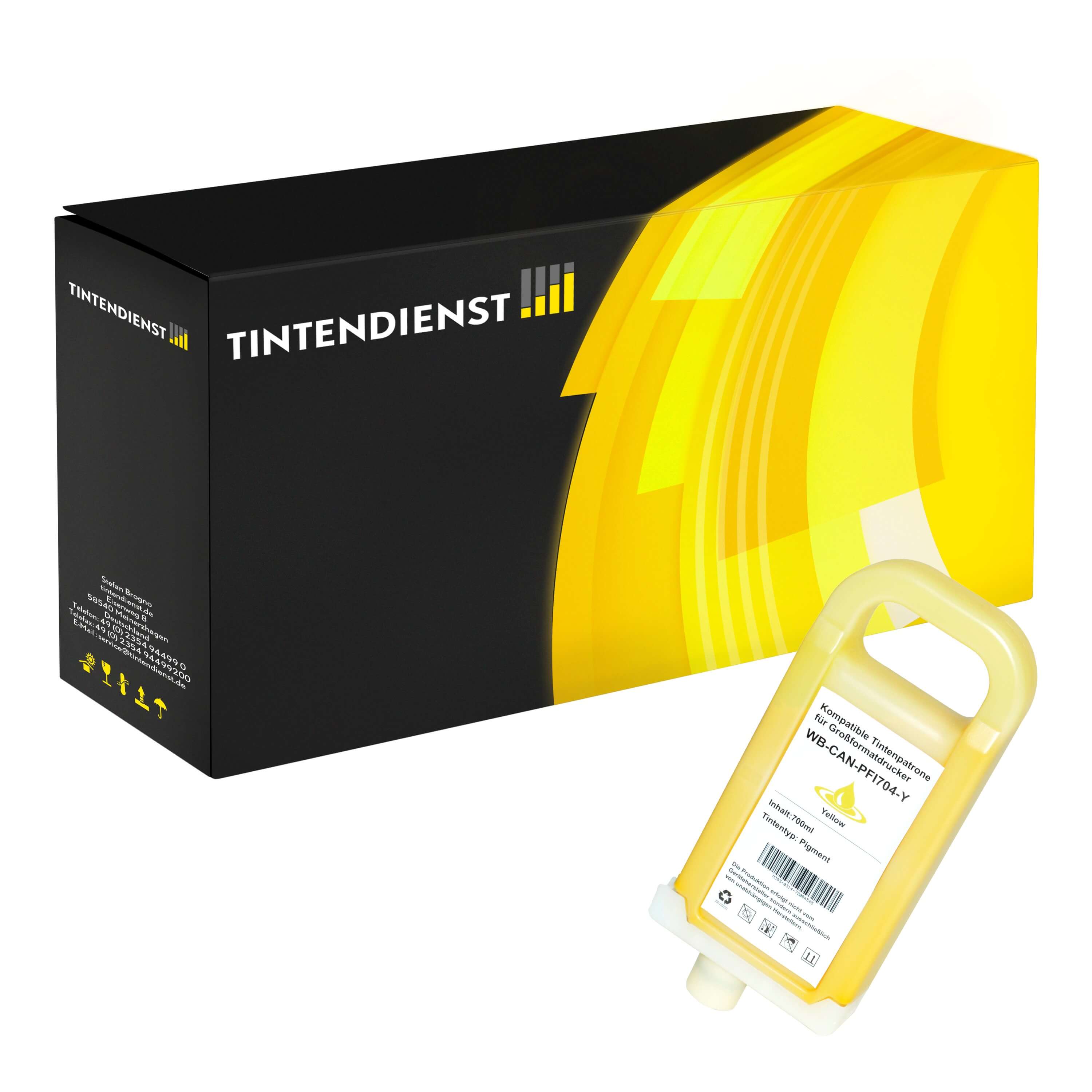 Canon PFI-704Y Druckerpatrone (3864B005) gelb – Tintendienst kompatibel