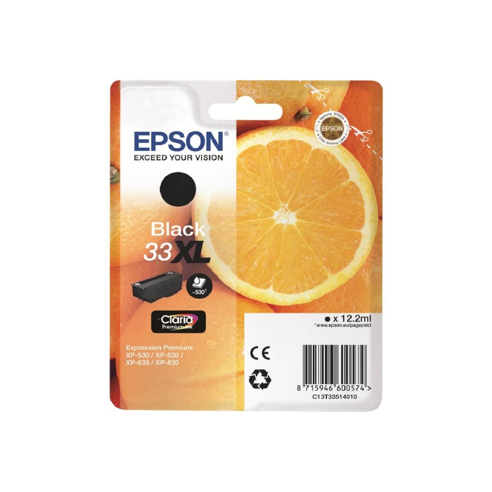 Original Epson Tintenpatrone C13T33514010 / 33XL Schwarz [XL Füllmenge]