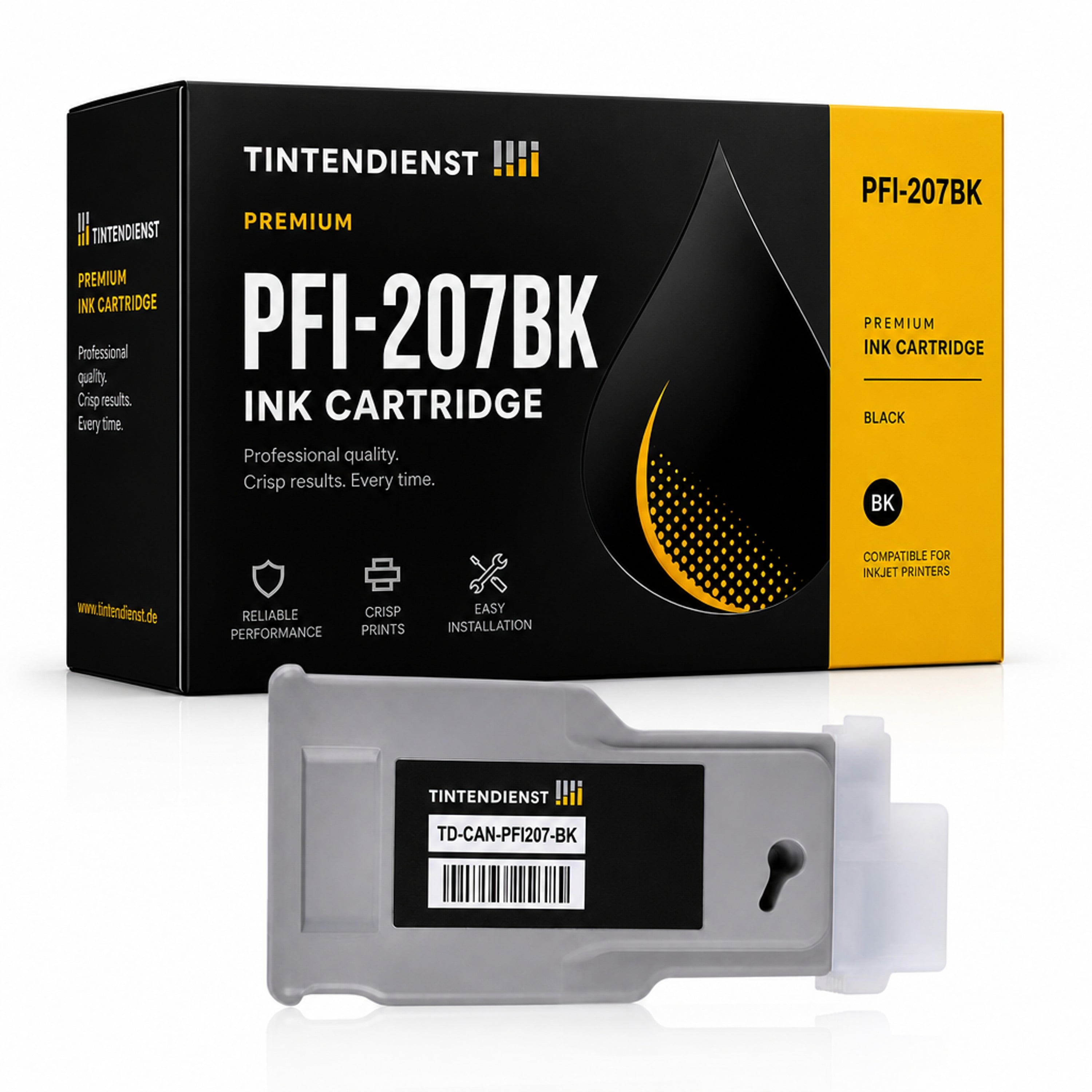 Druckerpatrone kompatibel zu Canon PFI-207BK, schwarz
