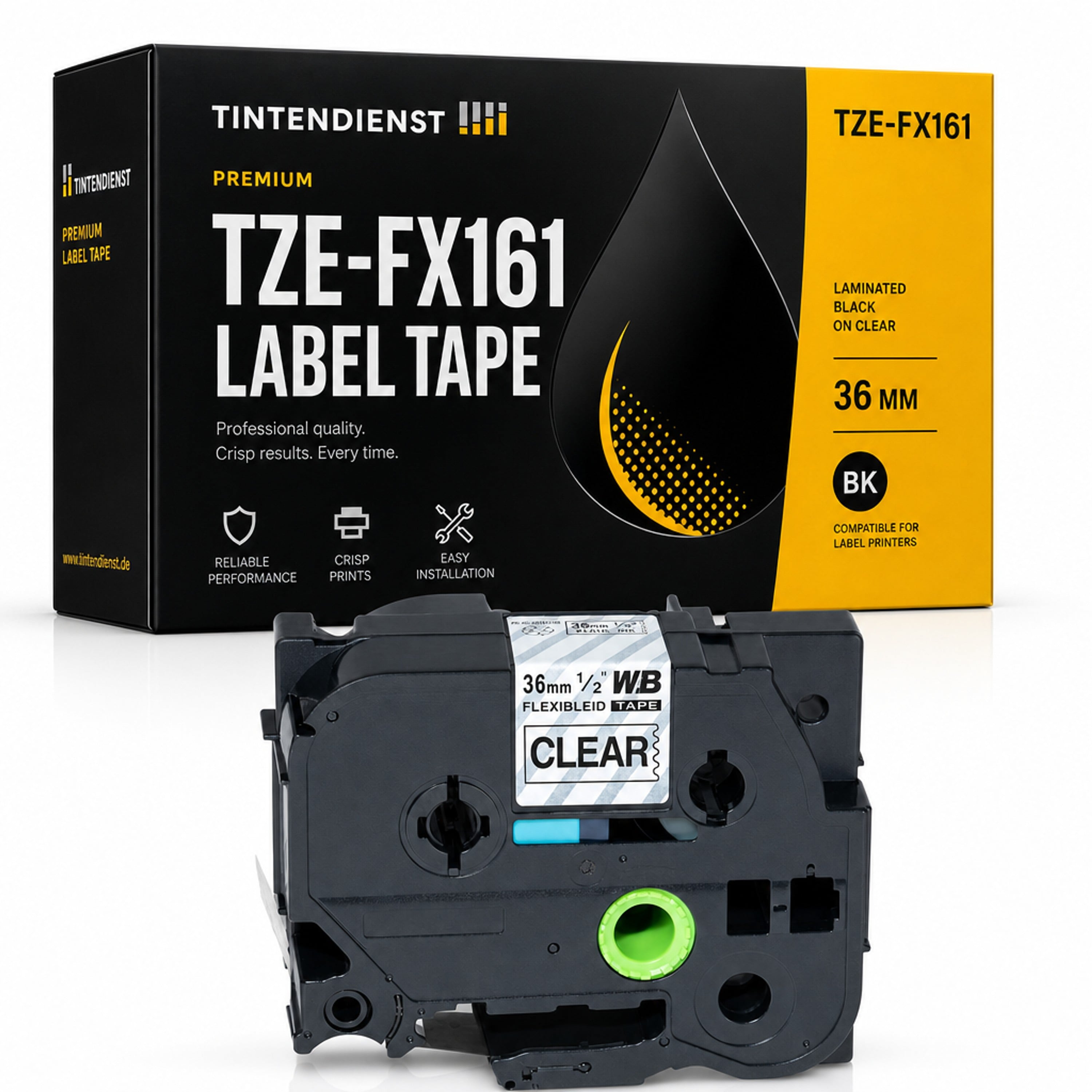 Schriftband kompatibel zu Brother TZE-FX161, schwarz auf transparent