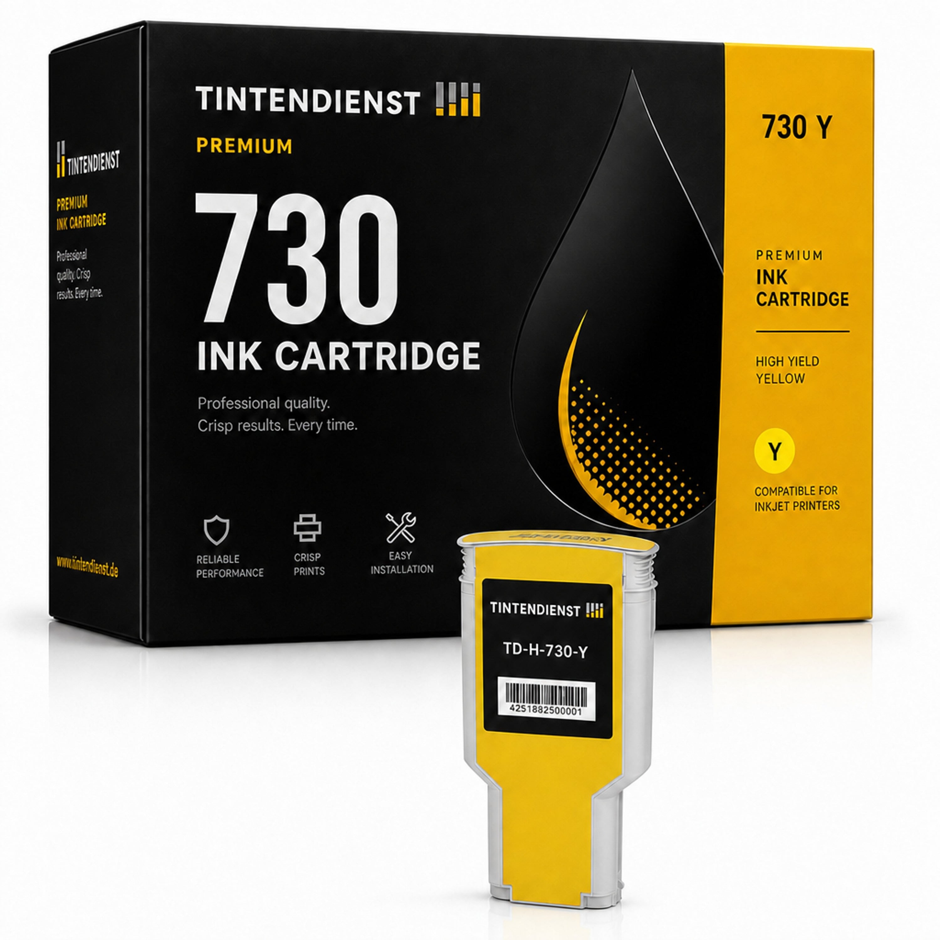 HP 730 Druckerpatrone (P2V70A) gelb – Tintendienst kompatibel