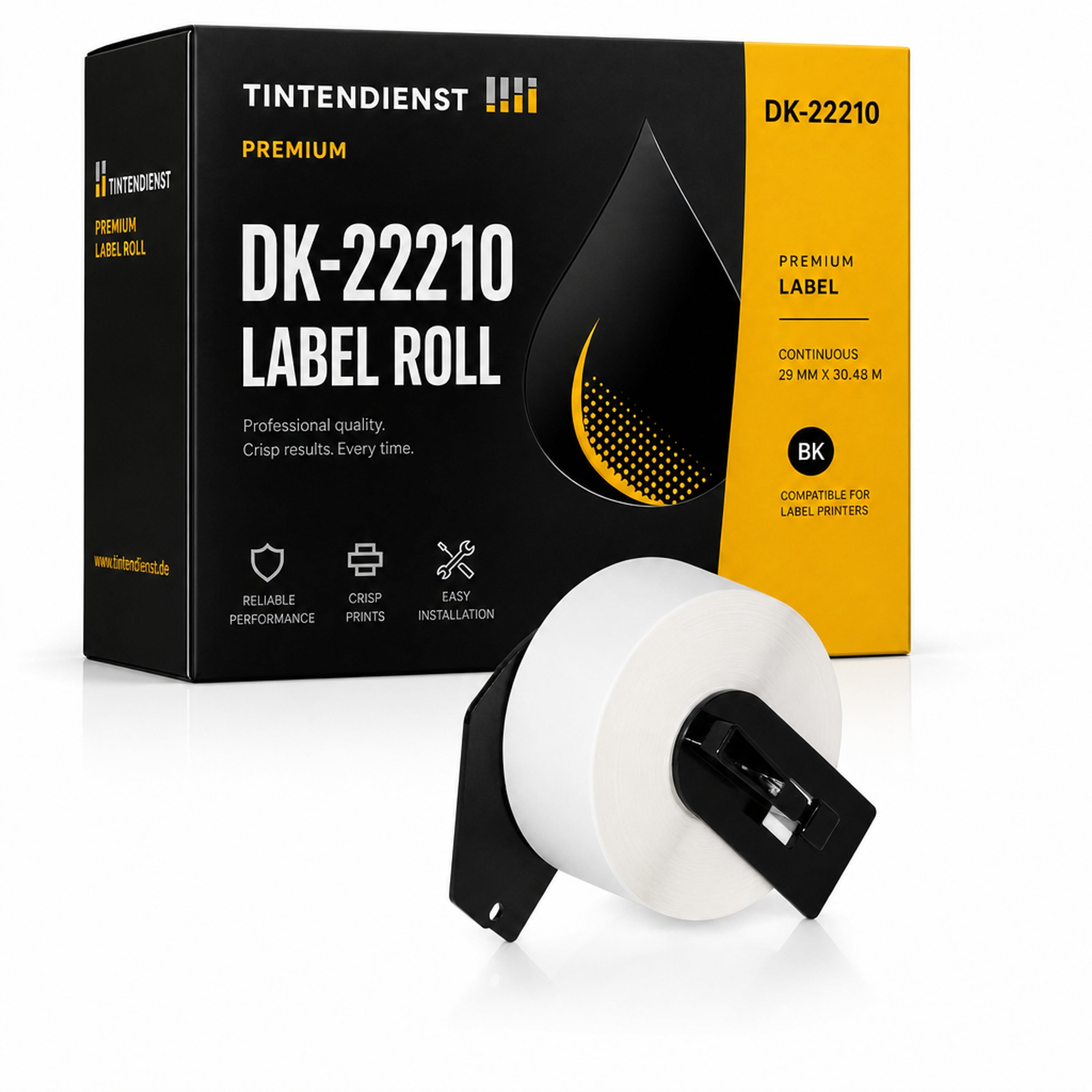 Etikett kompatibel zu Brother DK-22210, 29 mm x 30,48 m