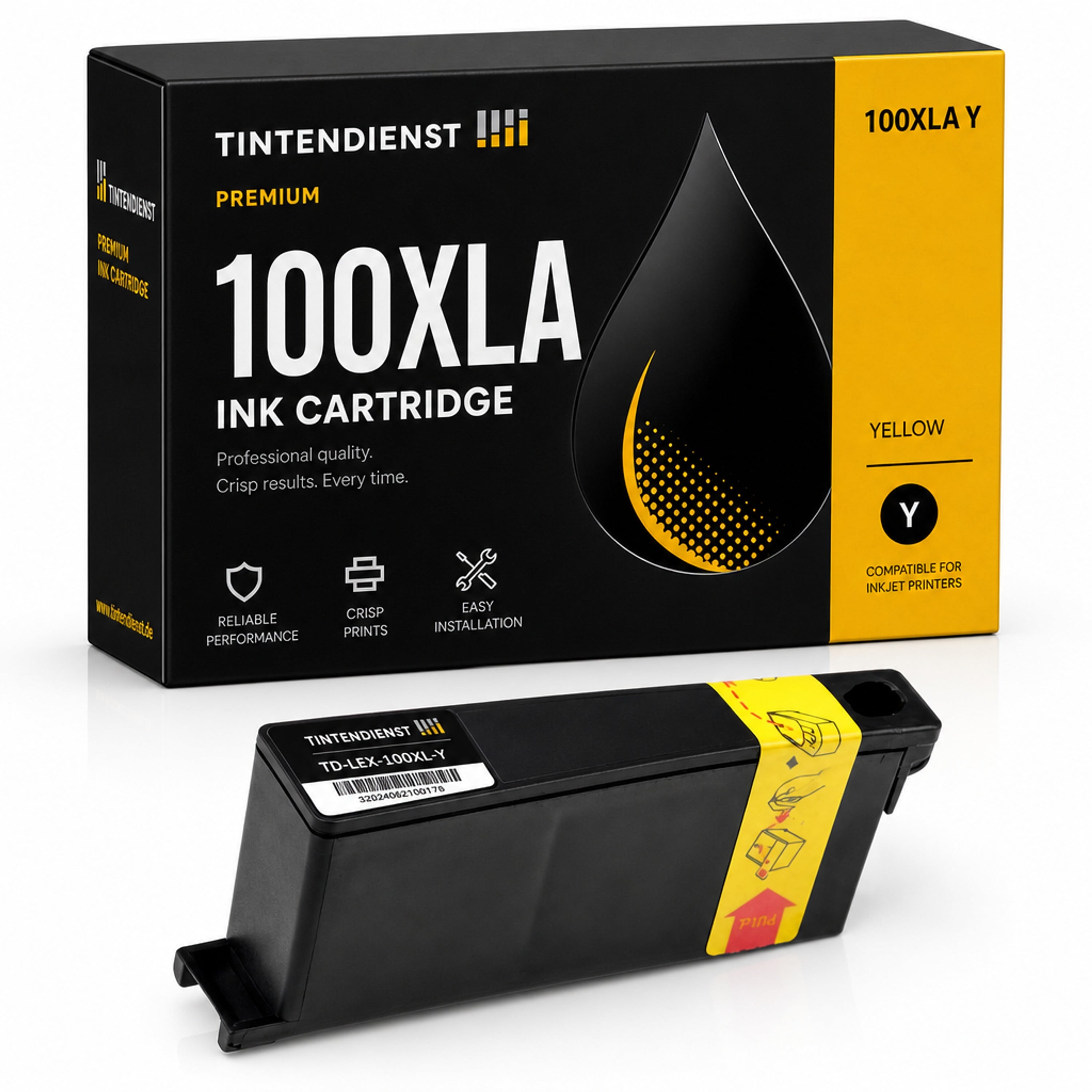 Druckerpatrone kompatibel zu Lexmark 100XLA, gelb