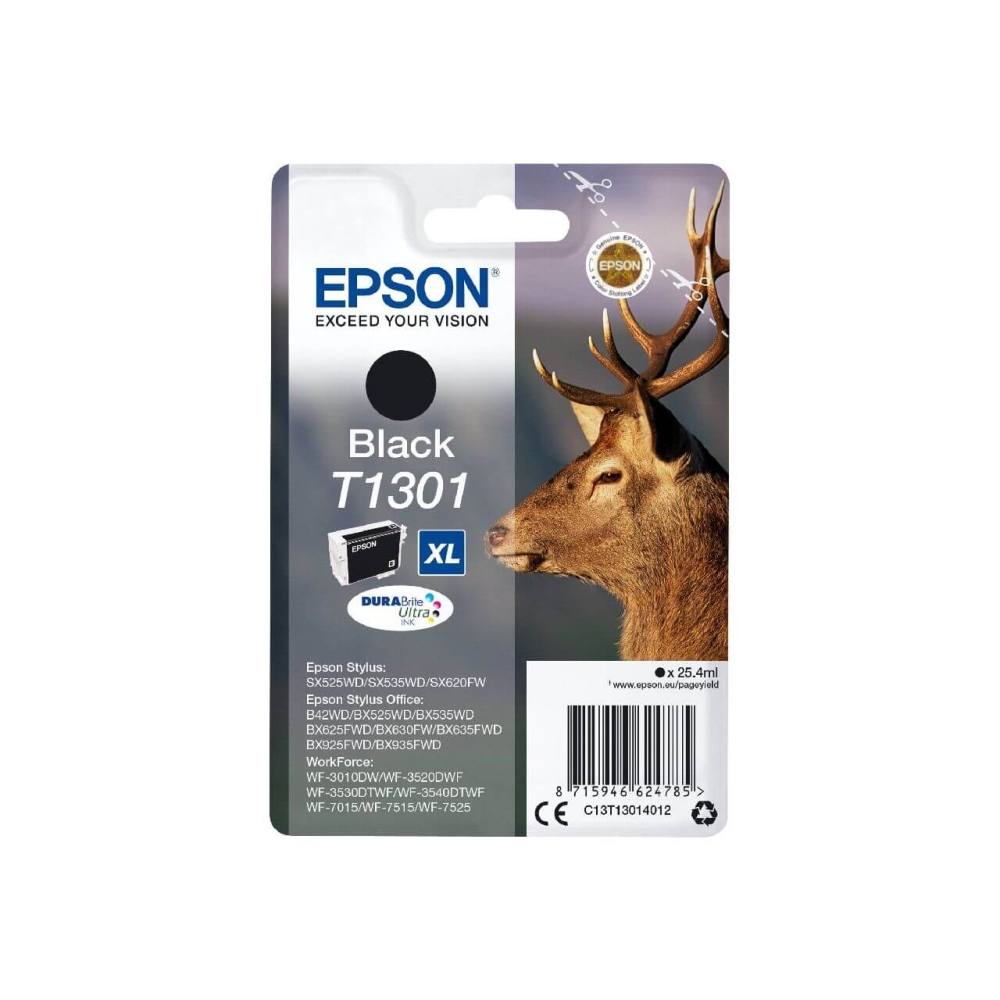 Original Epson Tintenpatrone C13T13014012 / T1301 Schwarz
