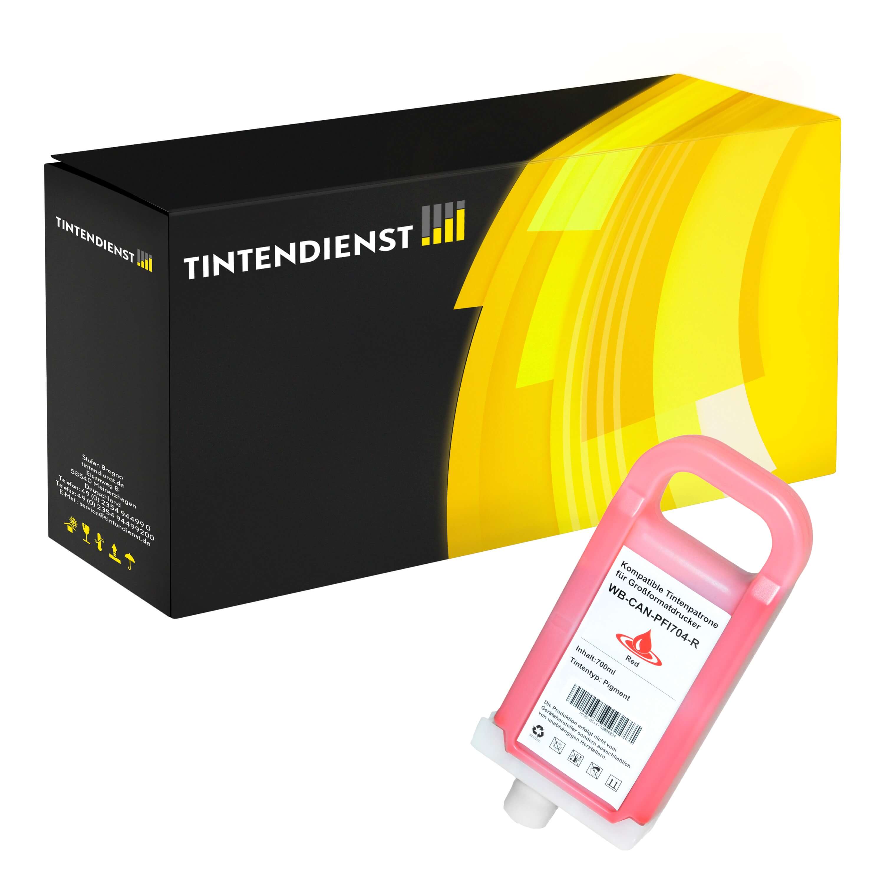 Tintendienst kompatibel für Canon Tintenpatrone 3867B005 / PFI-704R Rot