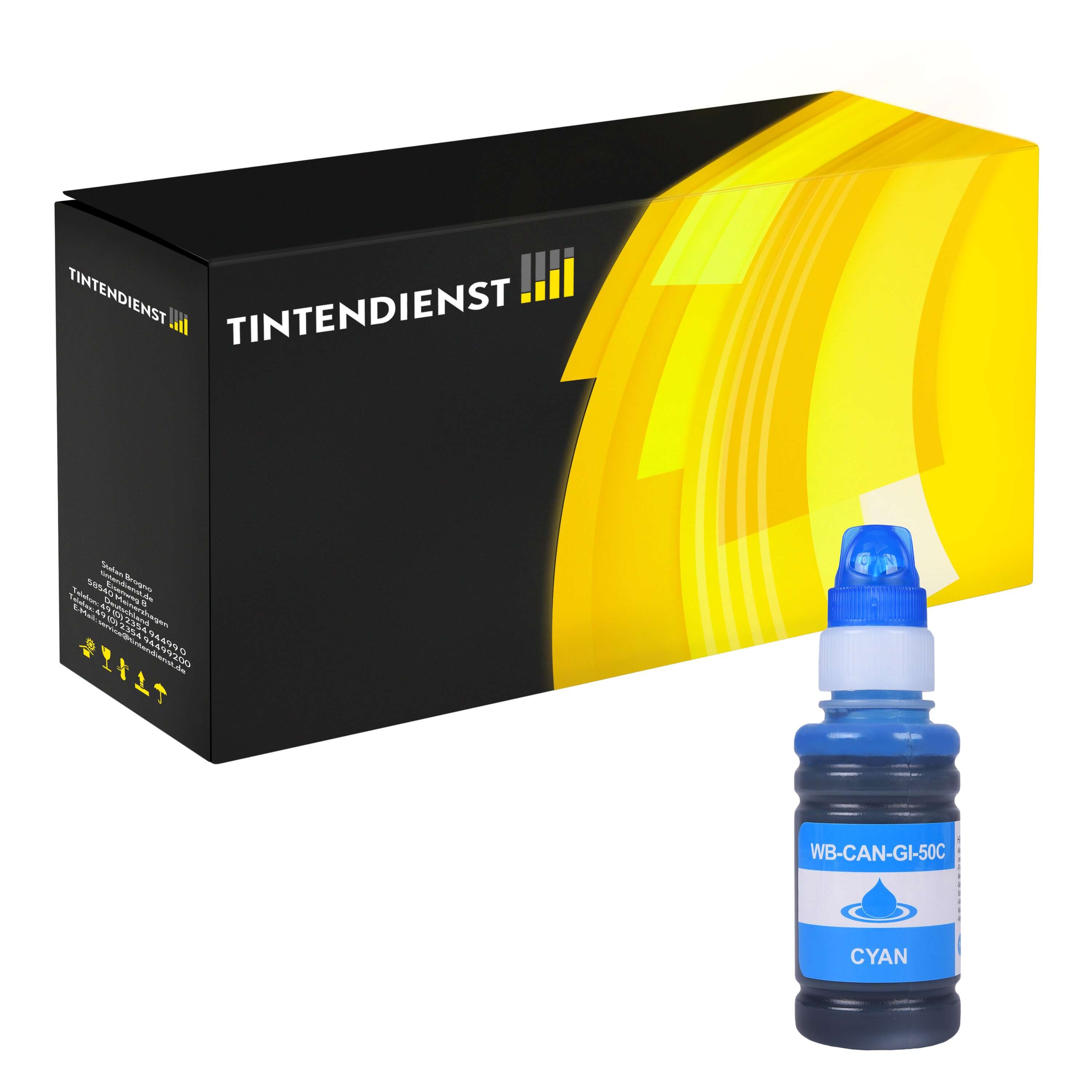Tintendienst kompatibel für Canon Tintenpatrone 3403C001 / GI-50C Cyan