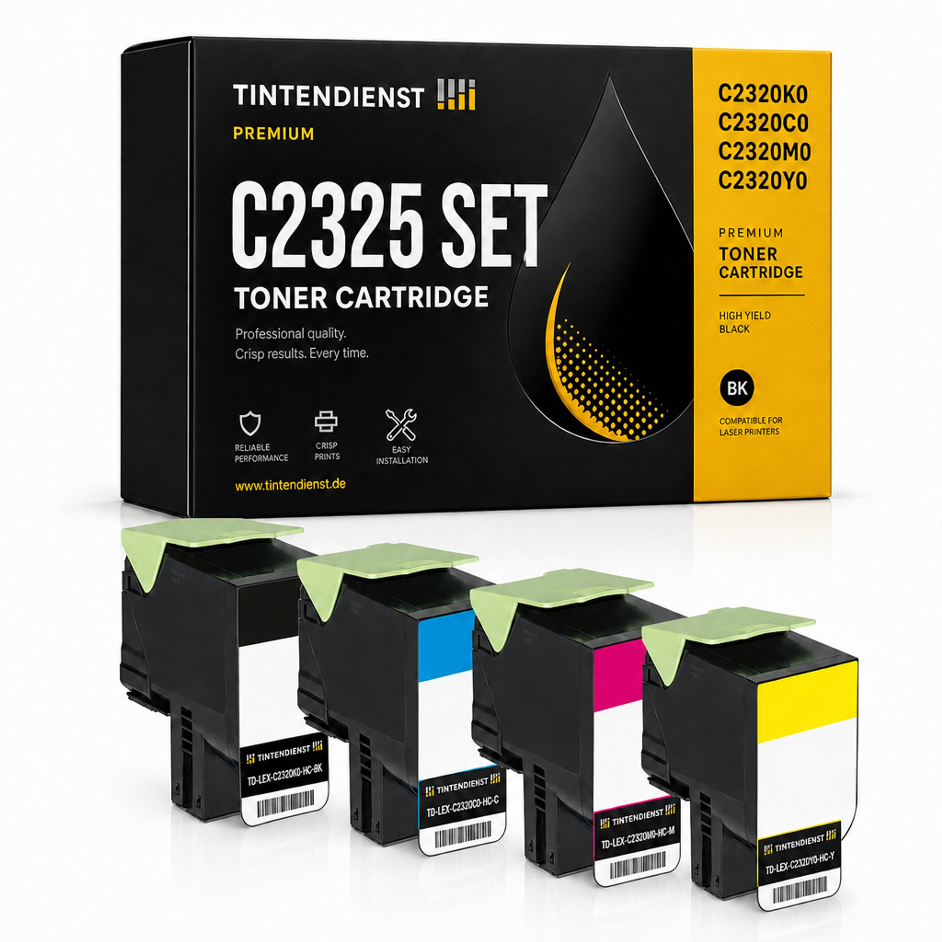 Set kompatibel zu Lexmark C2320Y0, 4 Toner