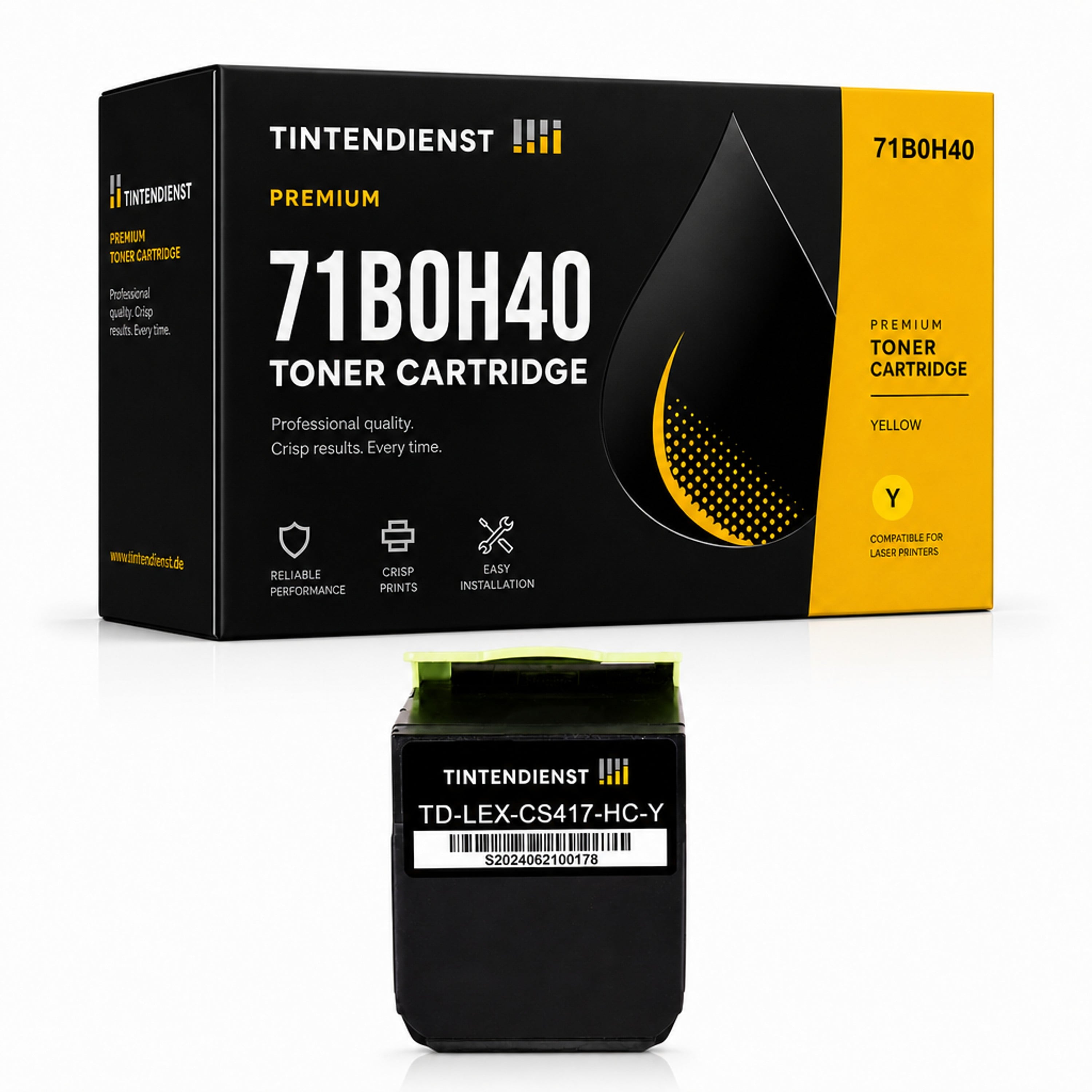 Toner kompatibel zu Lexmark 71B0H40, gelb