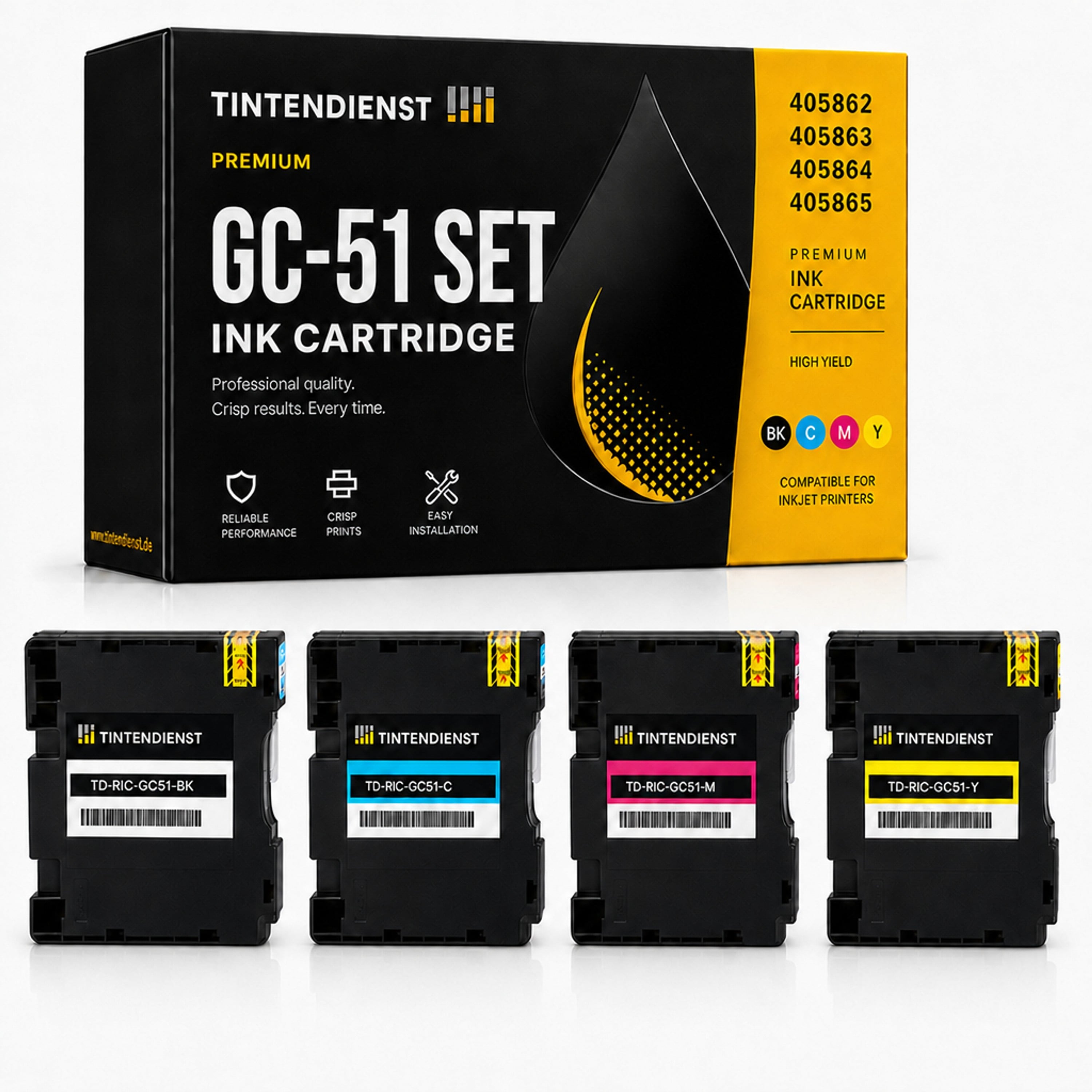 Set kompatibel zu Ricoh 405862, 4 Patronen