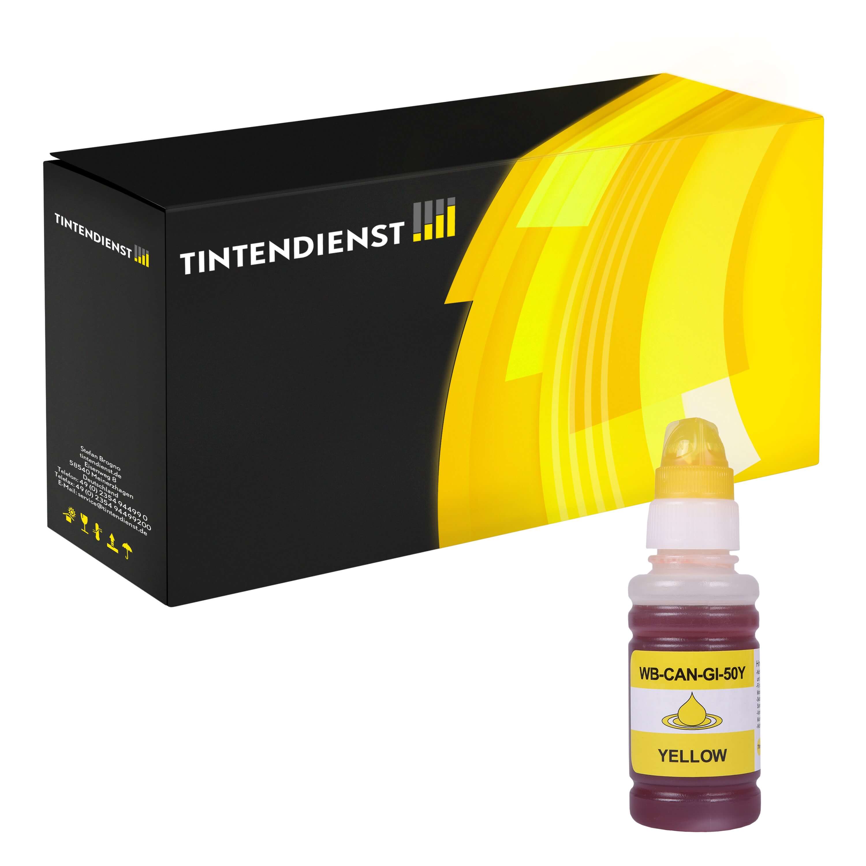 Tintendienst kompatibel für Canon Tintenpatrone 3405C001 / GI-50-Y Gelb